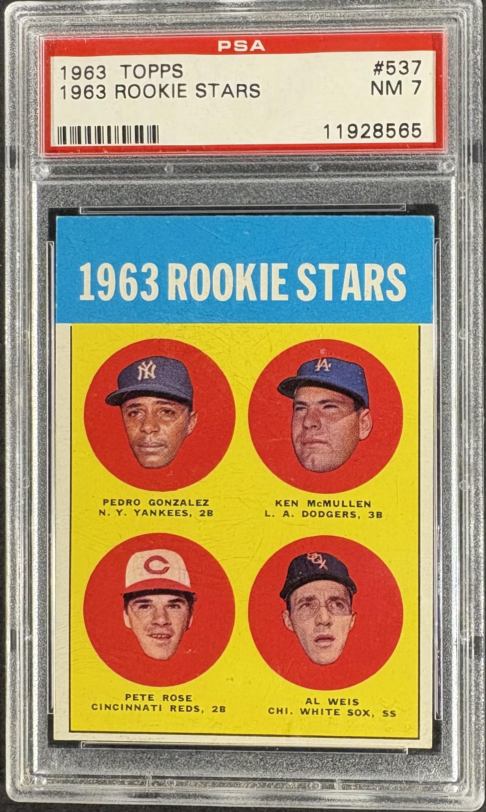 1963 Topps #537 Pete Rose RC Rookie PSA 7 NM Near Mint Well Centered