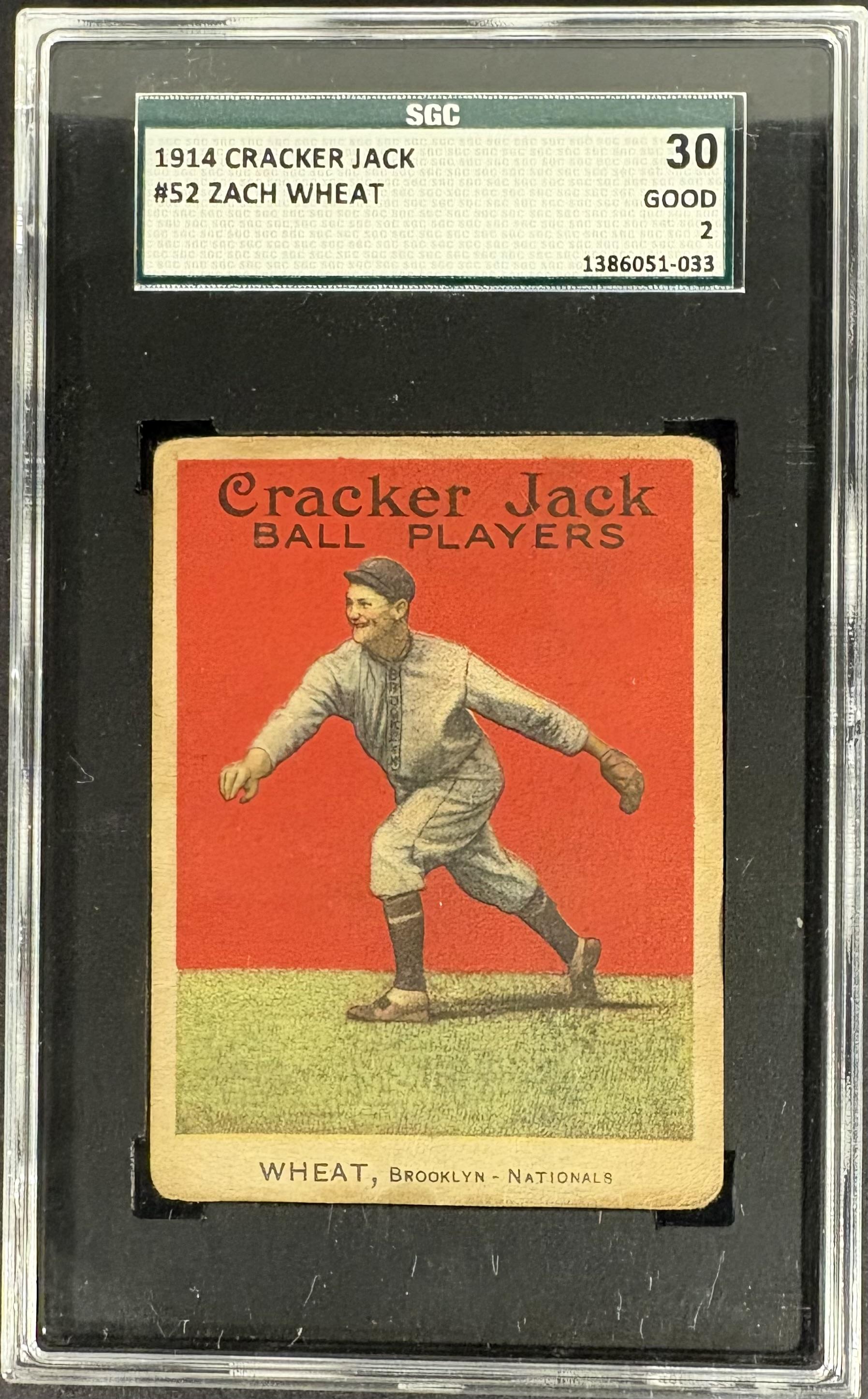 1914 Cracker Jack (E145) #52 Zack Wheat SGC 2 GD Nice Eye Appeal