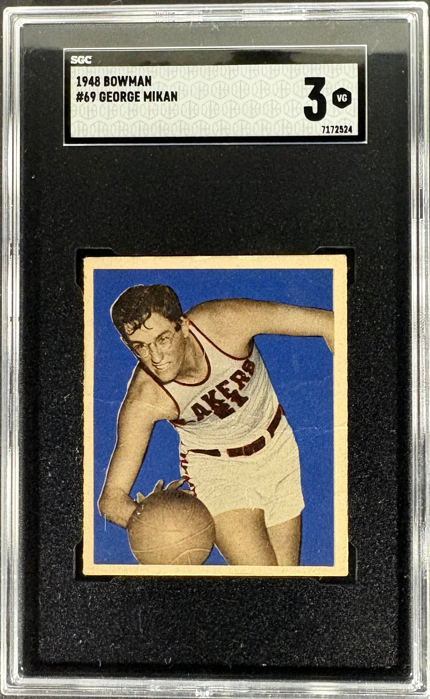 1948 Bowman #69 George Mikan RC Rookie SGC 3 PWCC-A TOP 30% EYE APPEAL