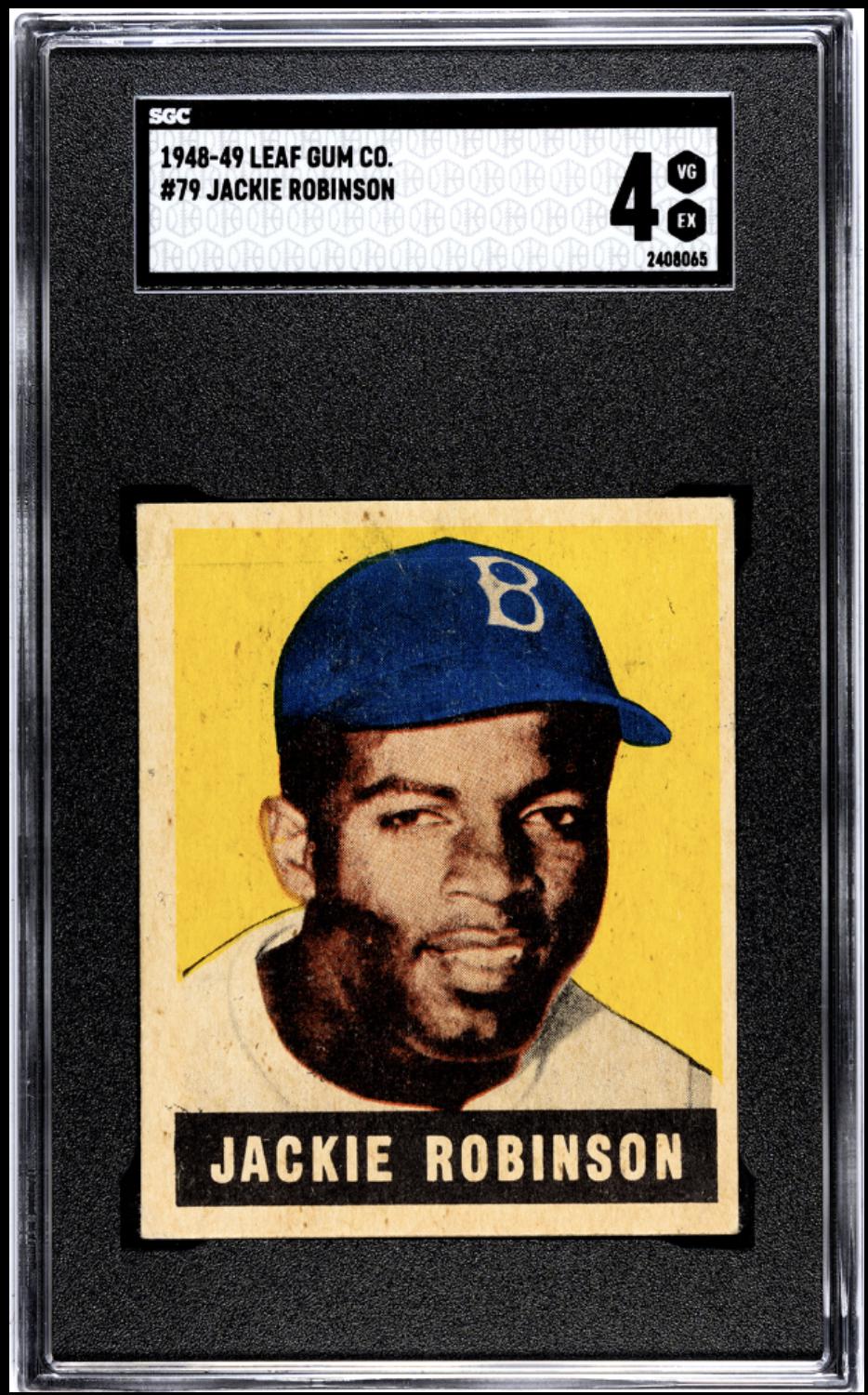 1948-49 Leaf #79 Jackie Robinson RC Rookie SGC 4 VG-EX SHARP + Nice Color