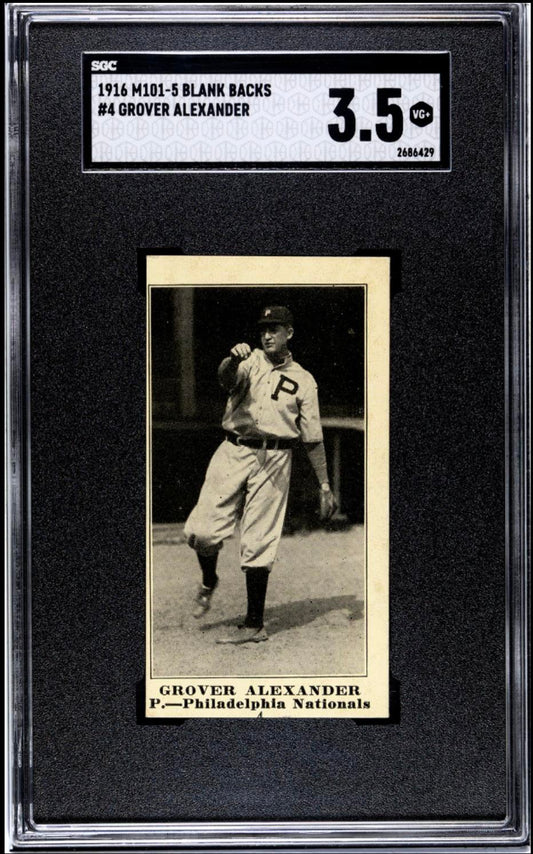 1916 Sporting News (M101-5) #4  Blank Backs Grover Alexander SGC 3.5 VG+ SHARP