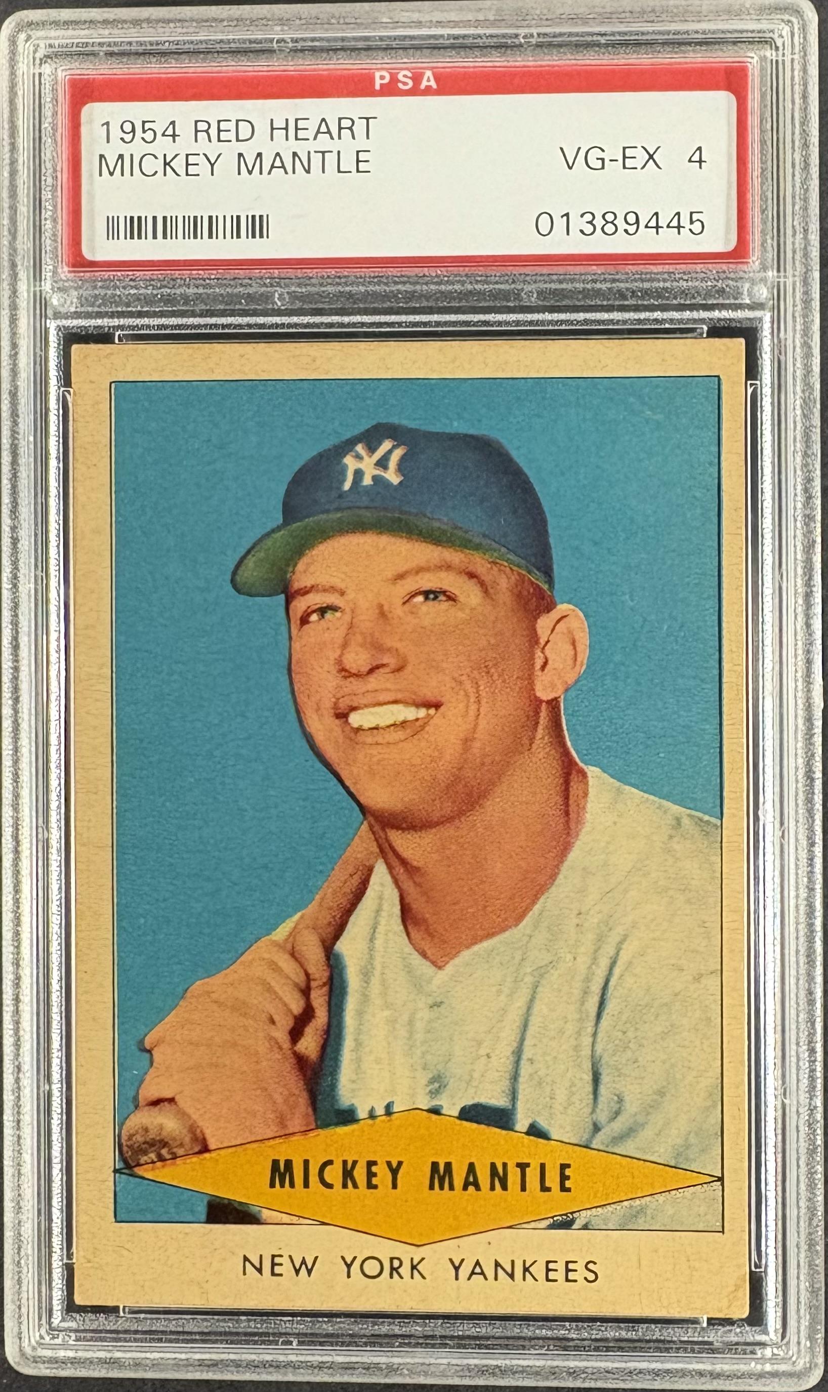 1954 Red Heart Dog Food Mickey Mantle PSA 4 VG-EX SHARP + Nice Color