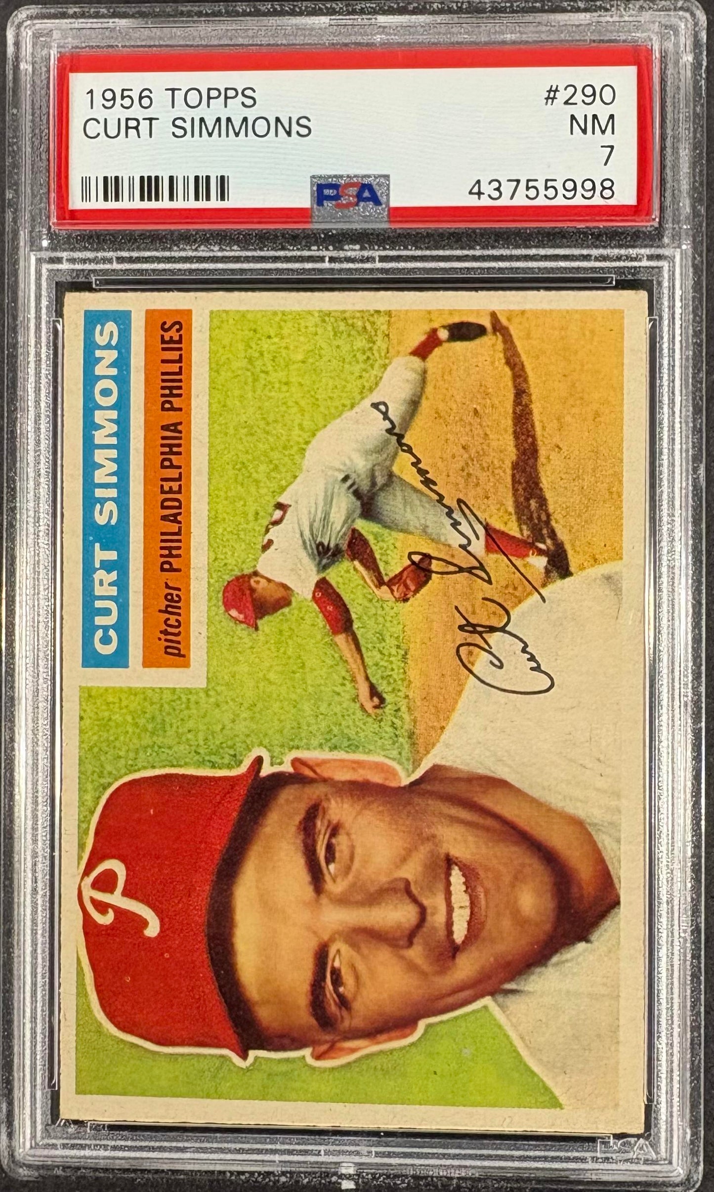 1956 Topps #290 Curt Simmons PSA 7 NM