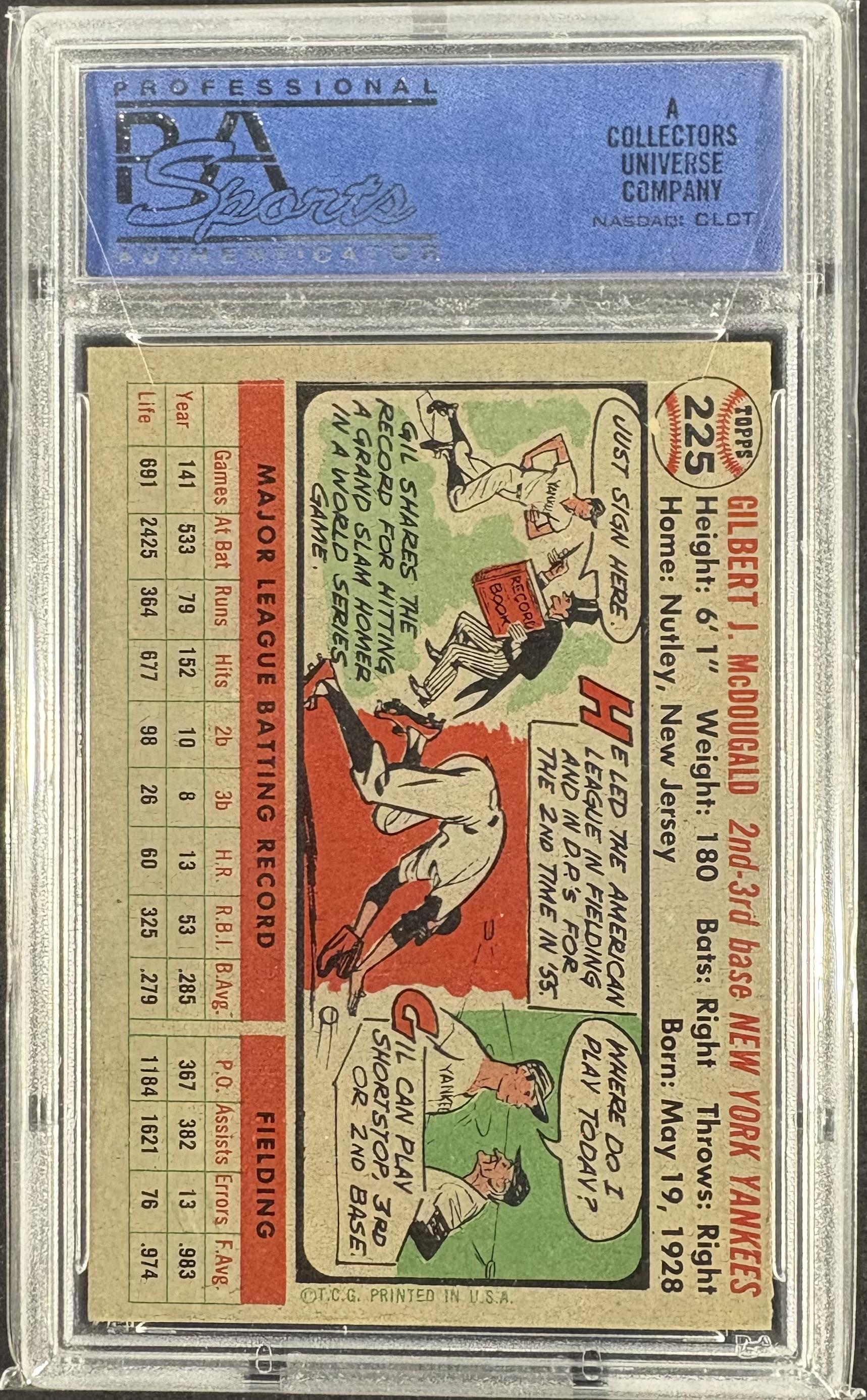1956 Topps #225 Gil McDougald PSA 7