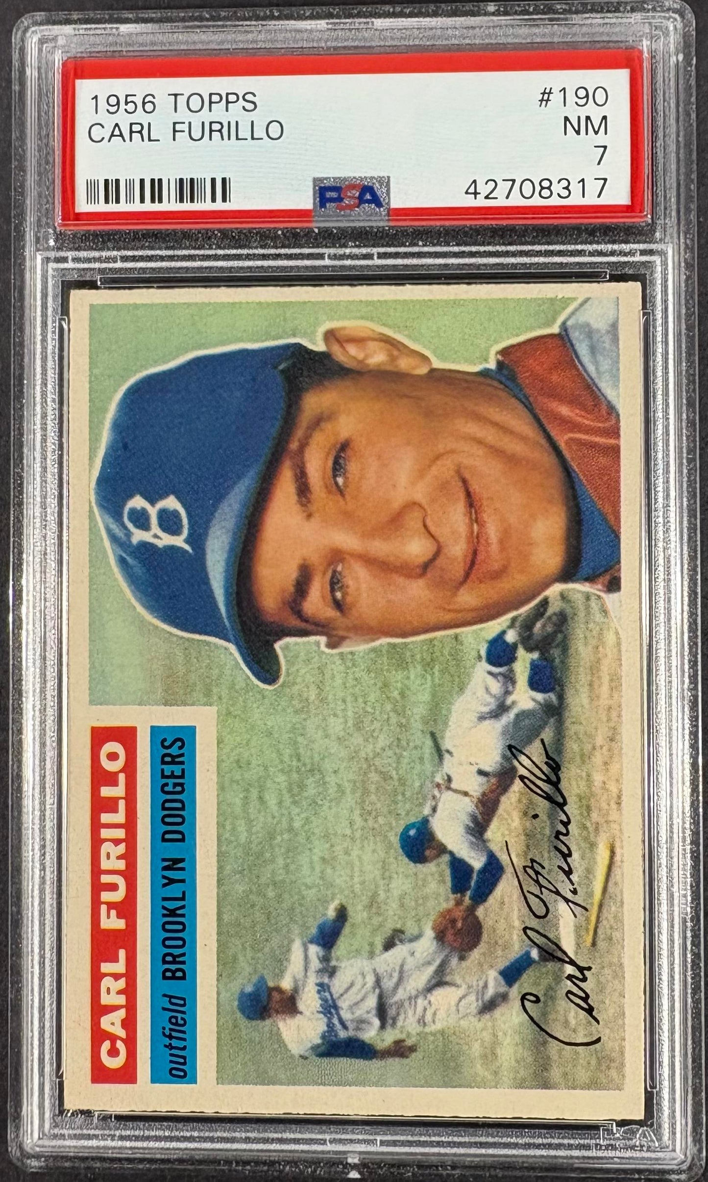 1956 Topps #190 Carl Furillo PSA 7
