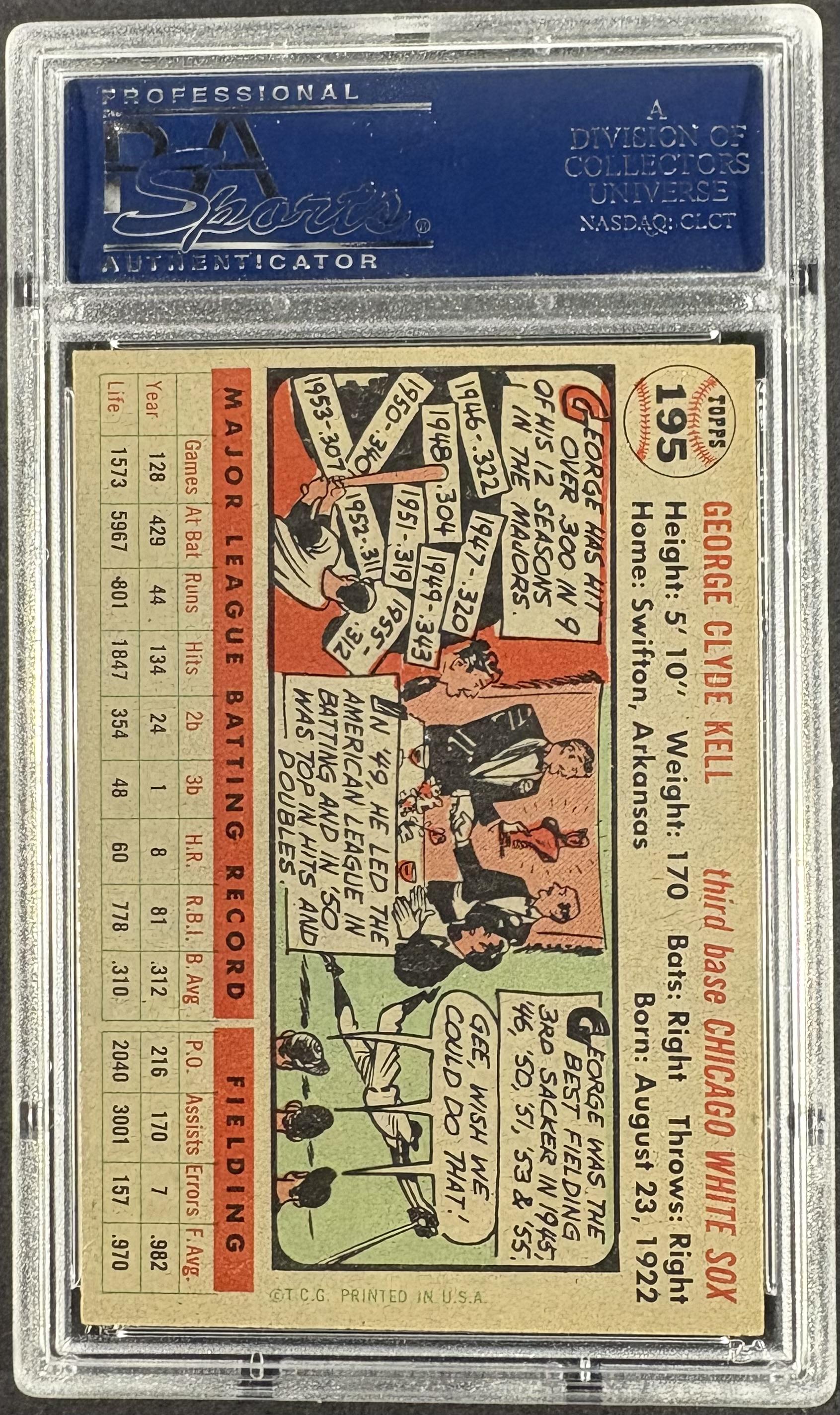 1956 Topps #195 George Kell PSA 7 NM Near Mint