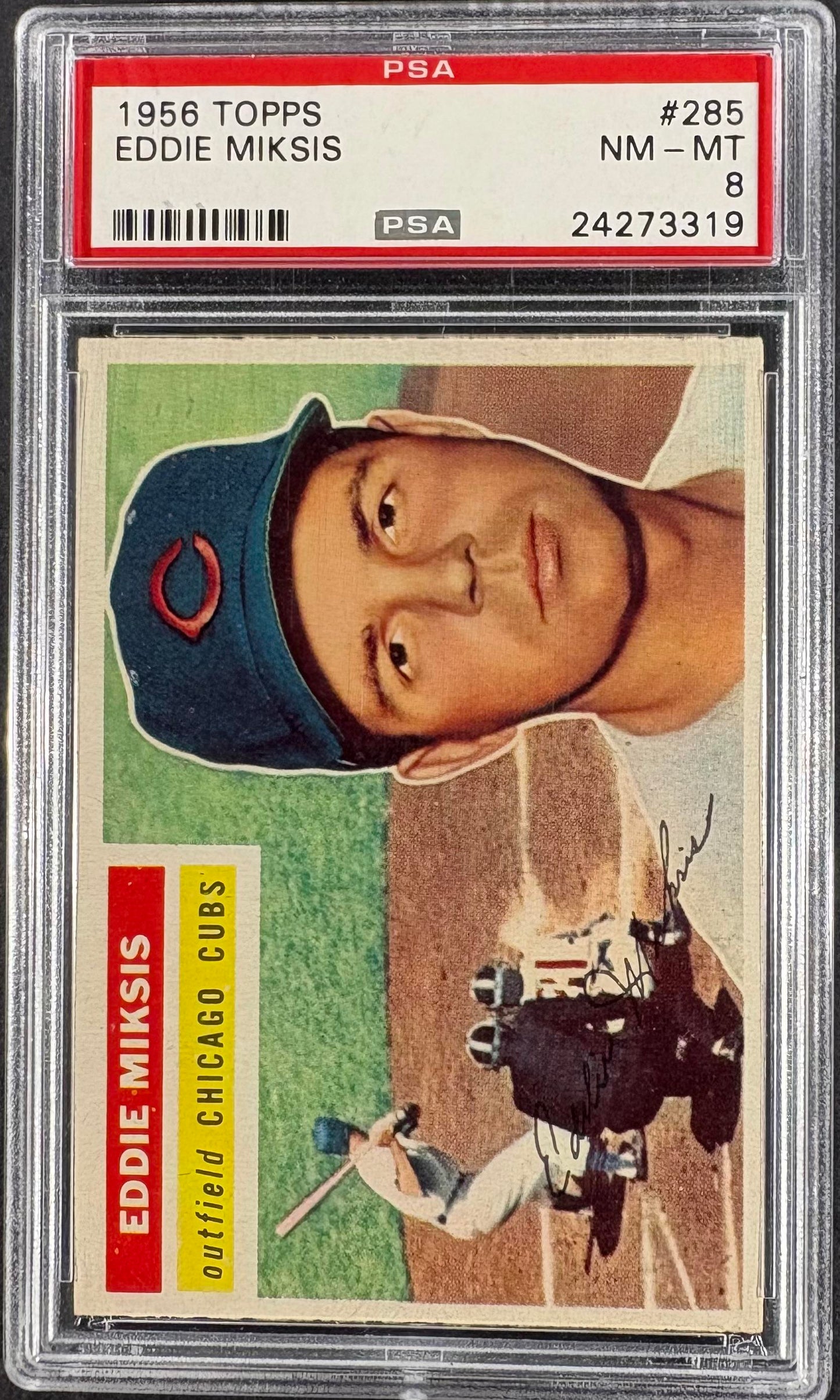 1956 Topps #285 Eddie Miksis PSA 8 NM-MT High Grade