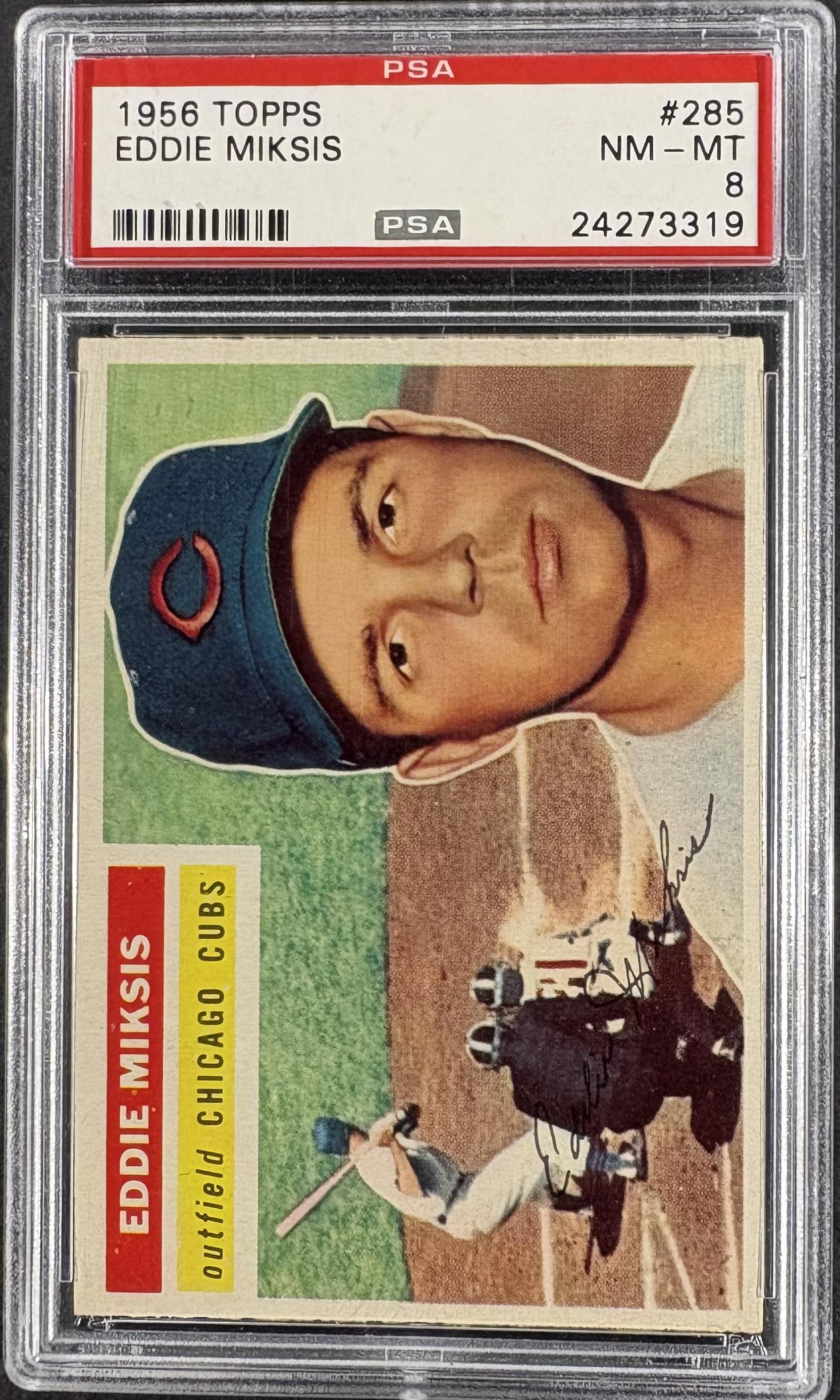 1956 Topps #285 Eddie Miksis PSA 8 NM-MT High Grade