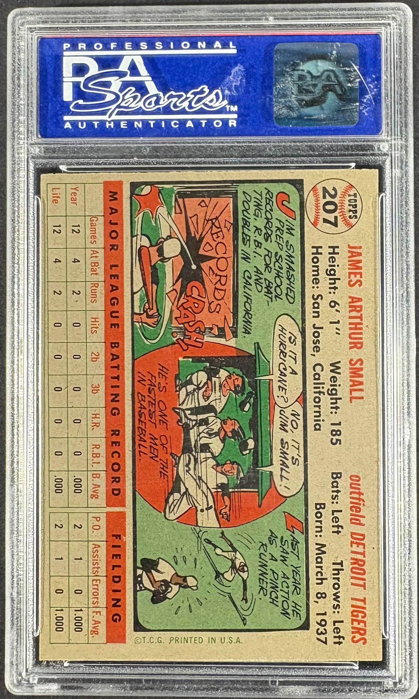 1956 Topps #207 Jim Small PSA 8 NM-MT High Grade