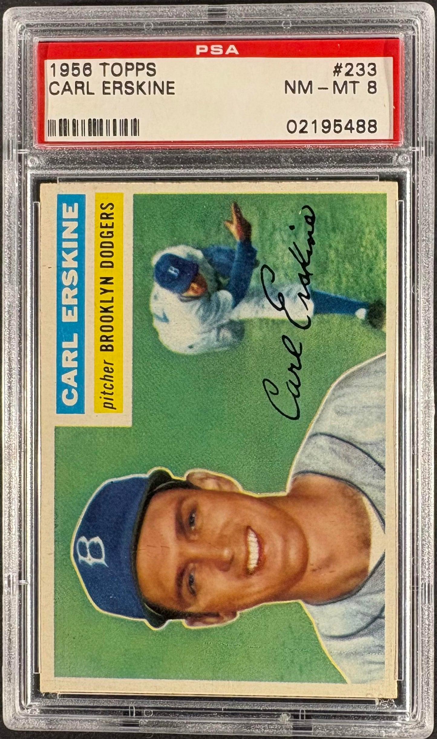 1956 Topps #233 Carl Erskine PSA 8 NM-MT High Grade