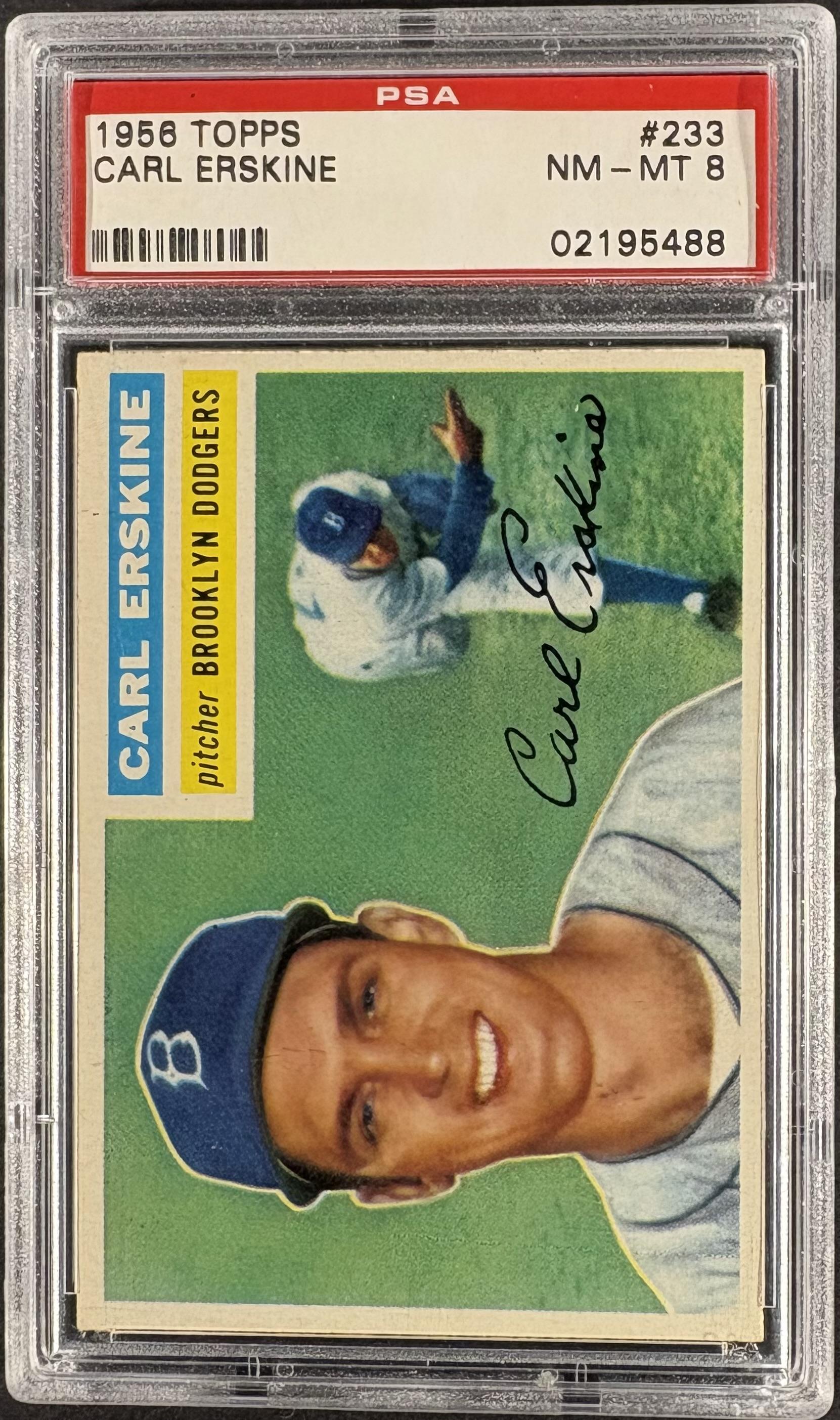 1956 Topps #233 Carl Erskine PSA 8 NM-MT High Grade
