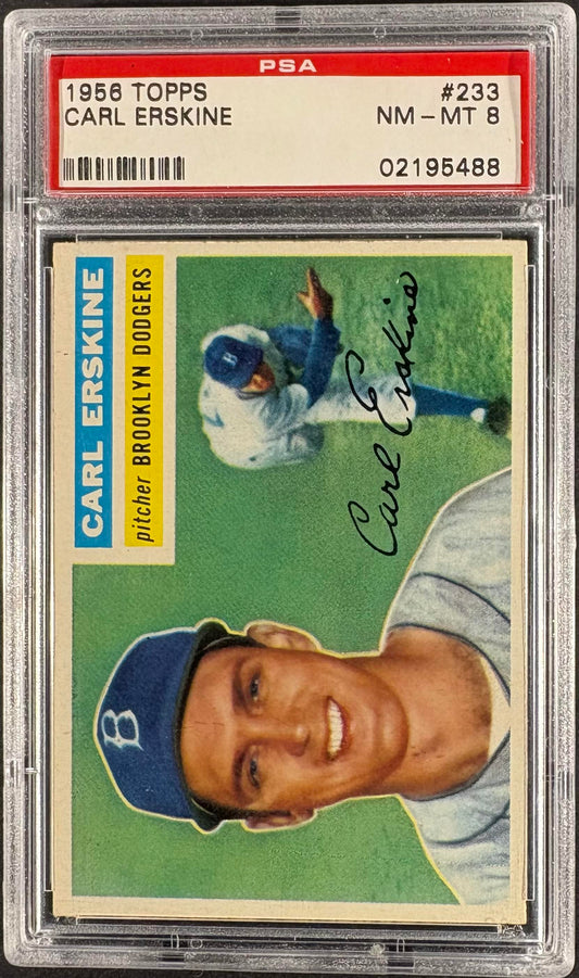 1956 Topps #233 Carl Erskine PSA 8 NM-MT High Grade