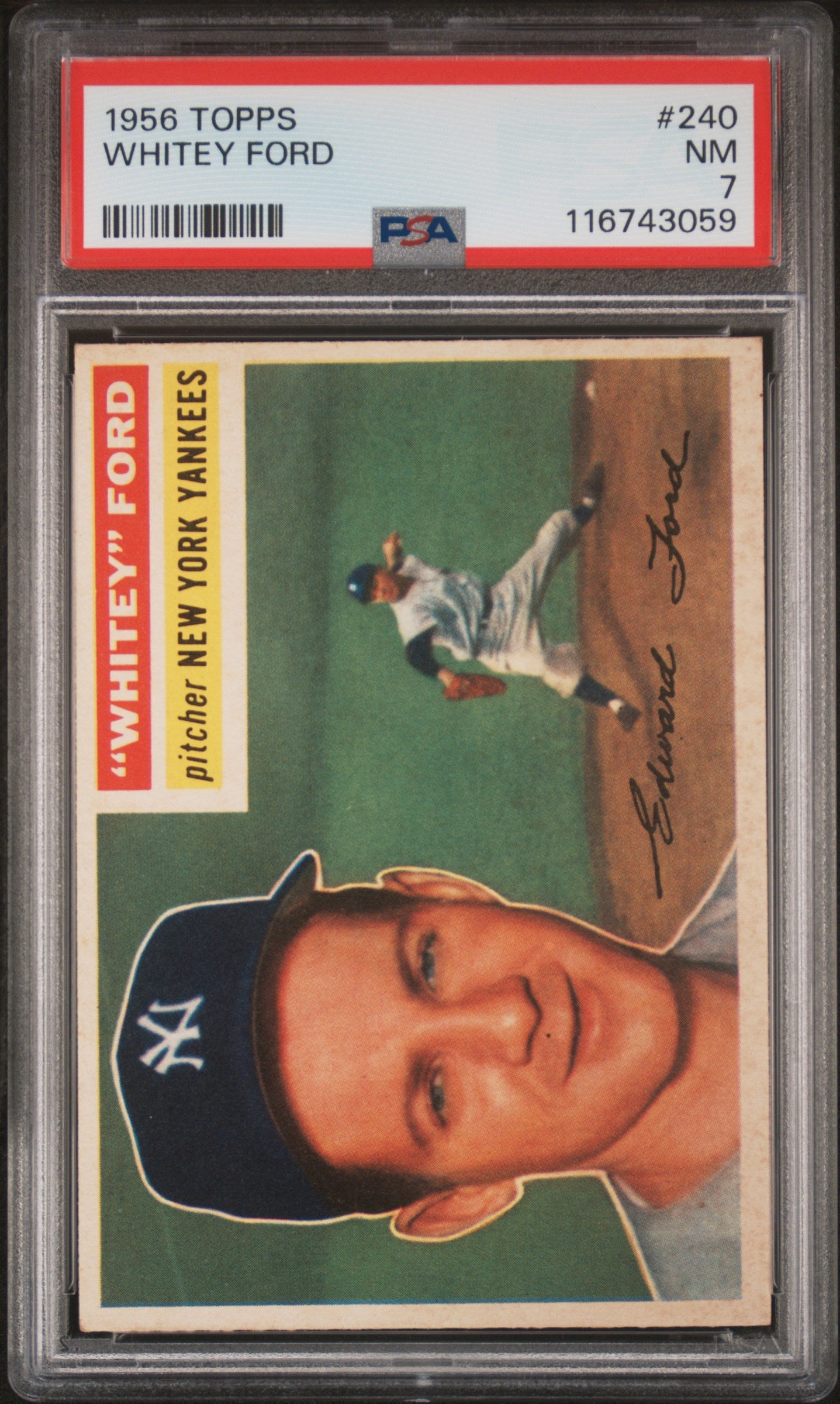 1956 Topps #240 Whitey Ford PSA 7 NM Near Mint New Label