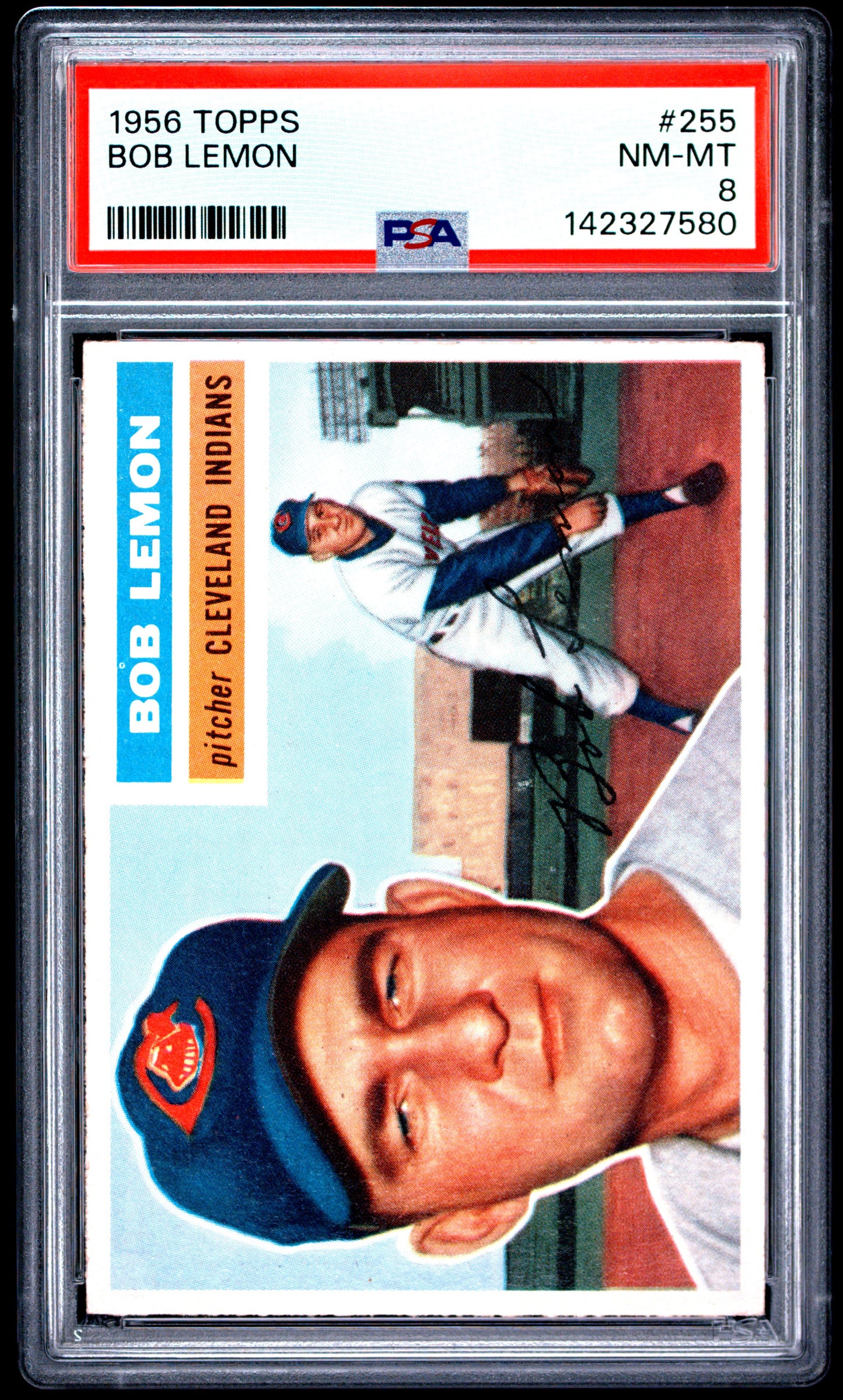 1956 Topps #255 Bob Lemon PSA 8 NM-MT High Grade New Label