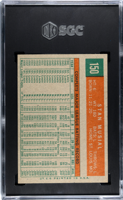 1959 Topps #150 Stan Musial SGC 7 NM Near Mint