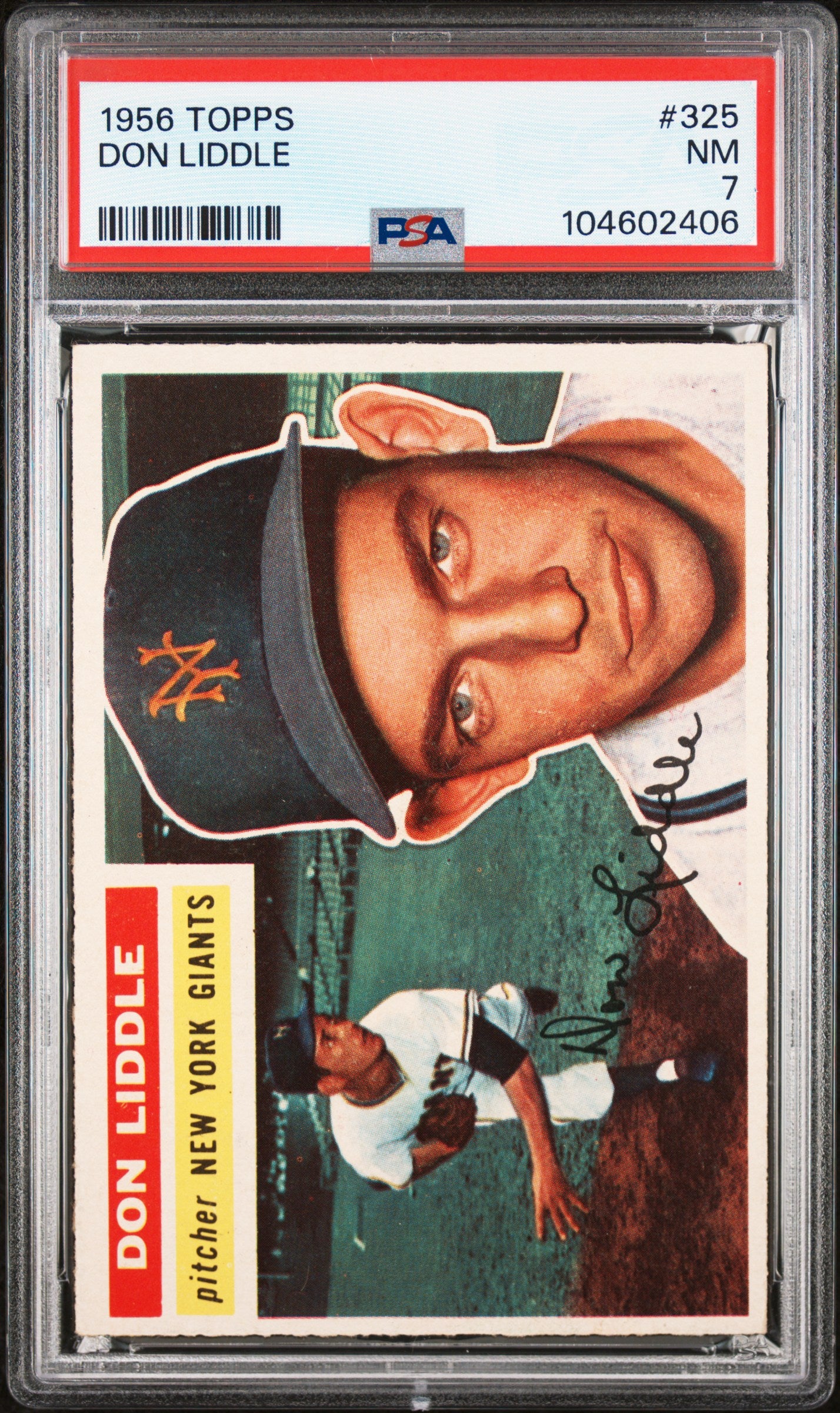 1956 Topps #325 Don Liddle PSA 7 NM Near Mint New Label