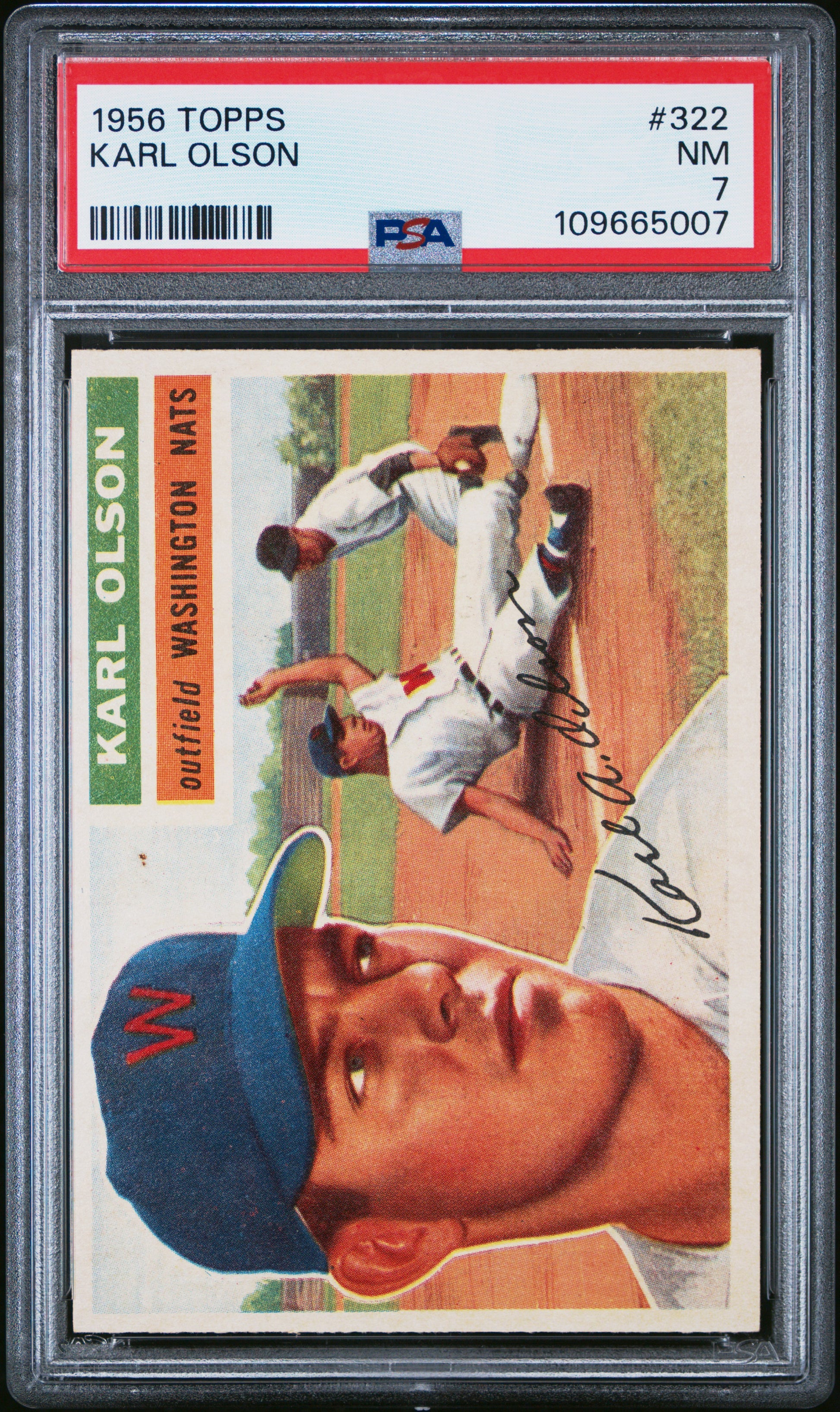 1956 Topps #322 Karl Olson PSA 7 NM Near Mint New Label