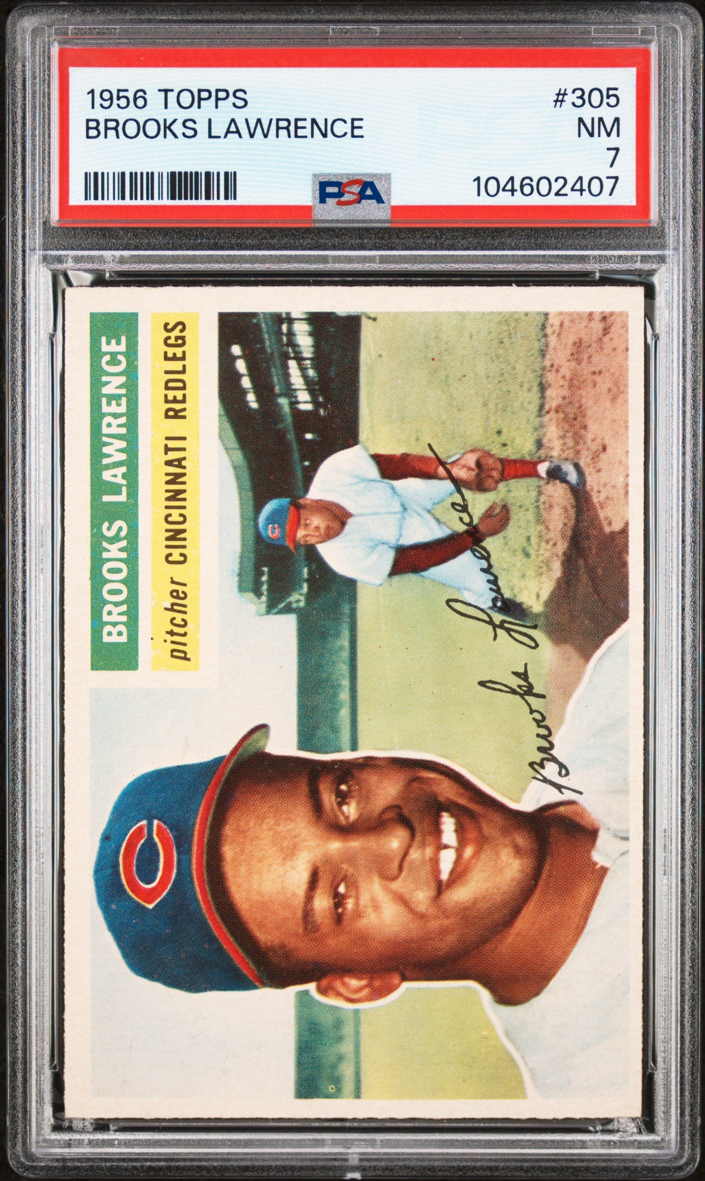 1956 Topps #305 Brooks Lawrence PSA 7 NM Near Mint New Label