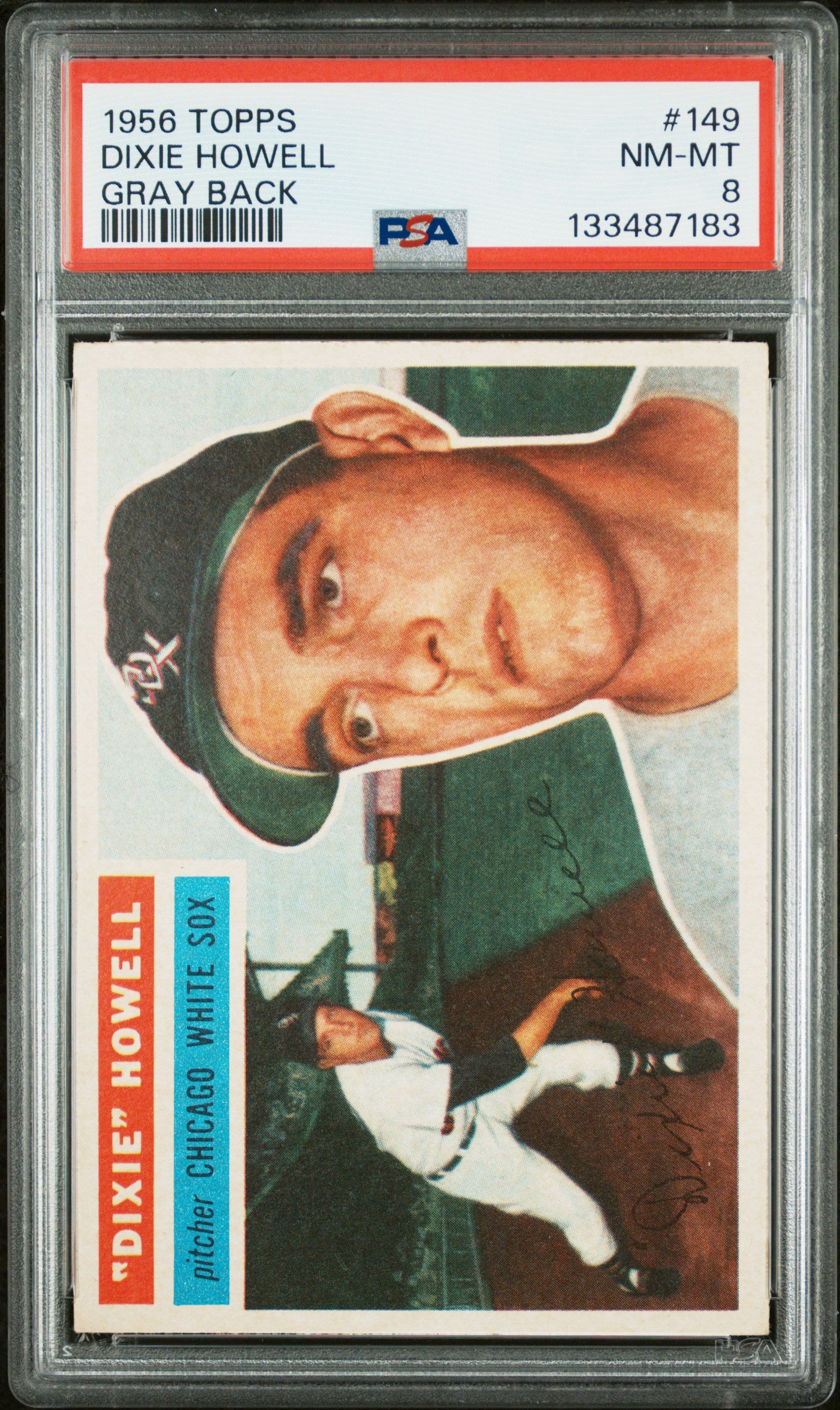 1956 Topps #149 Dixie Howell Gray Back PSA 8 NM-MT High Grade New Label