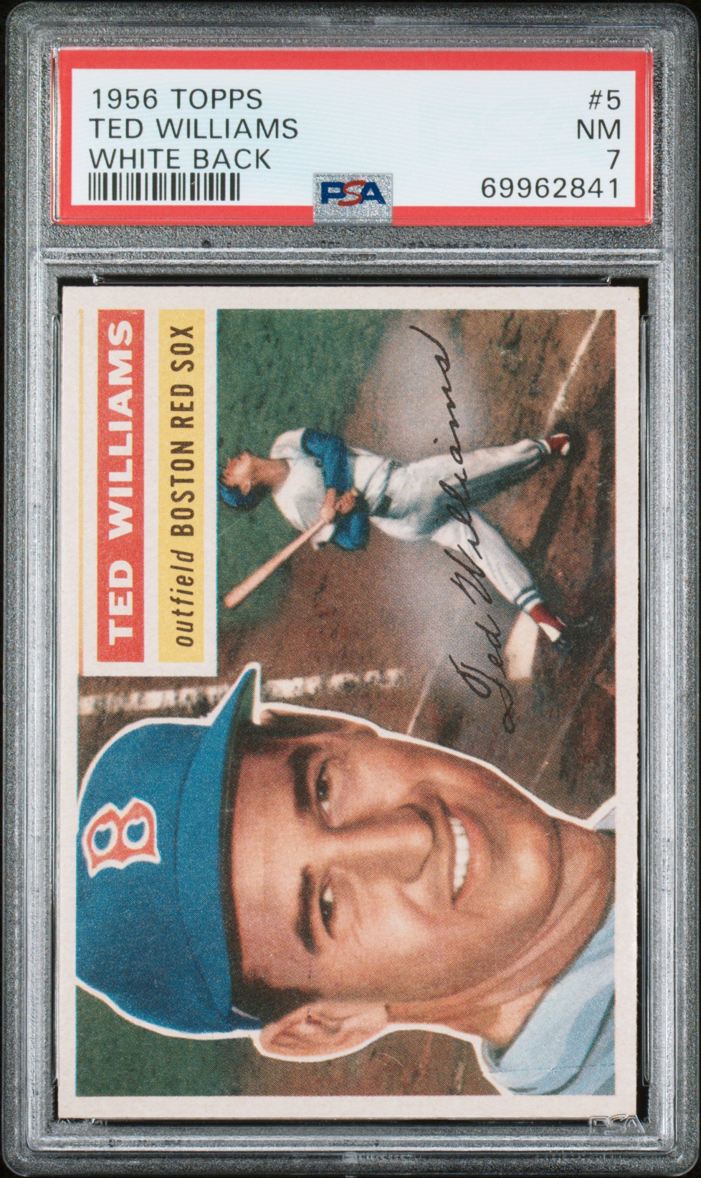 1956 Topps #5 Ted Williams White Back PSA 7 NM PWCC-E TOP 15% EYE APPEAL