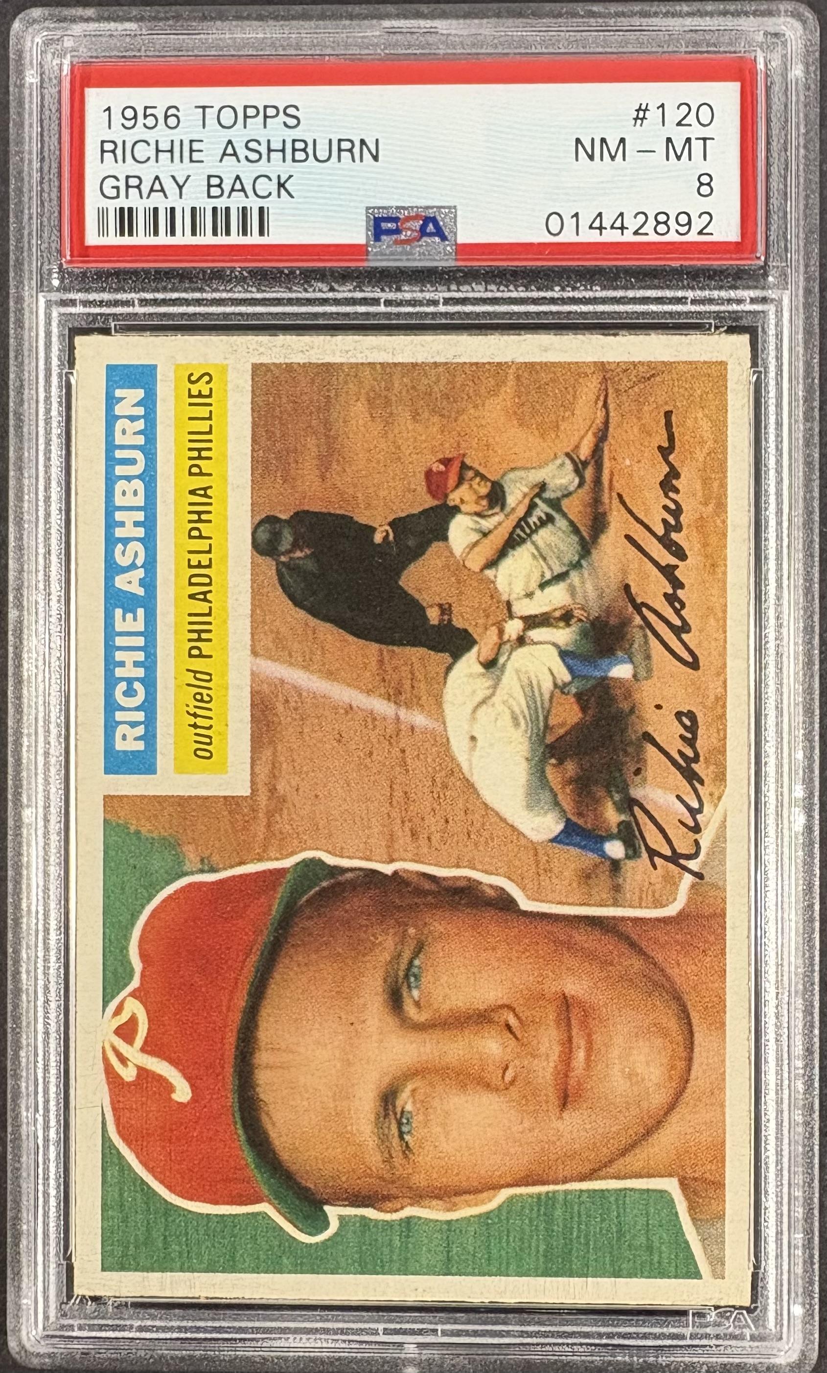 1956 Topps #120 Richie Ashburn PSA 8 NM-MT High Grade New Label