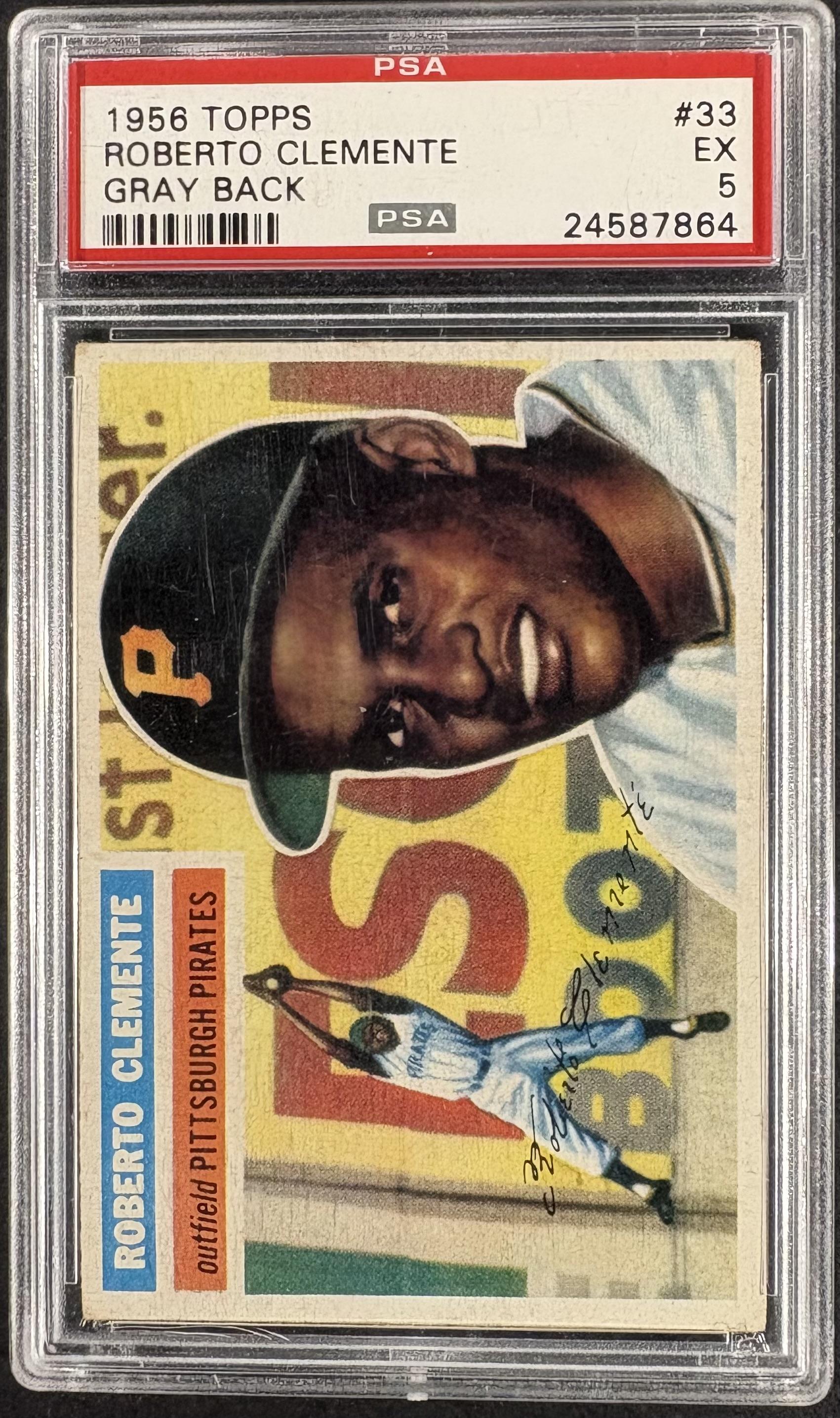 1956 Topps #33 Roberto Clemente Gray Back PSA 5 EX Well Centered
