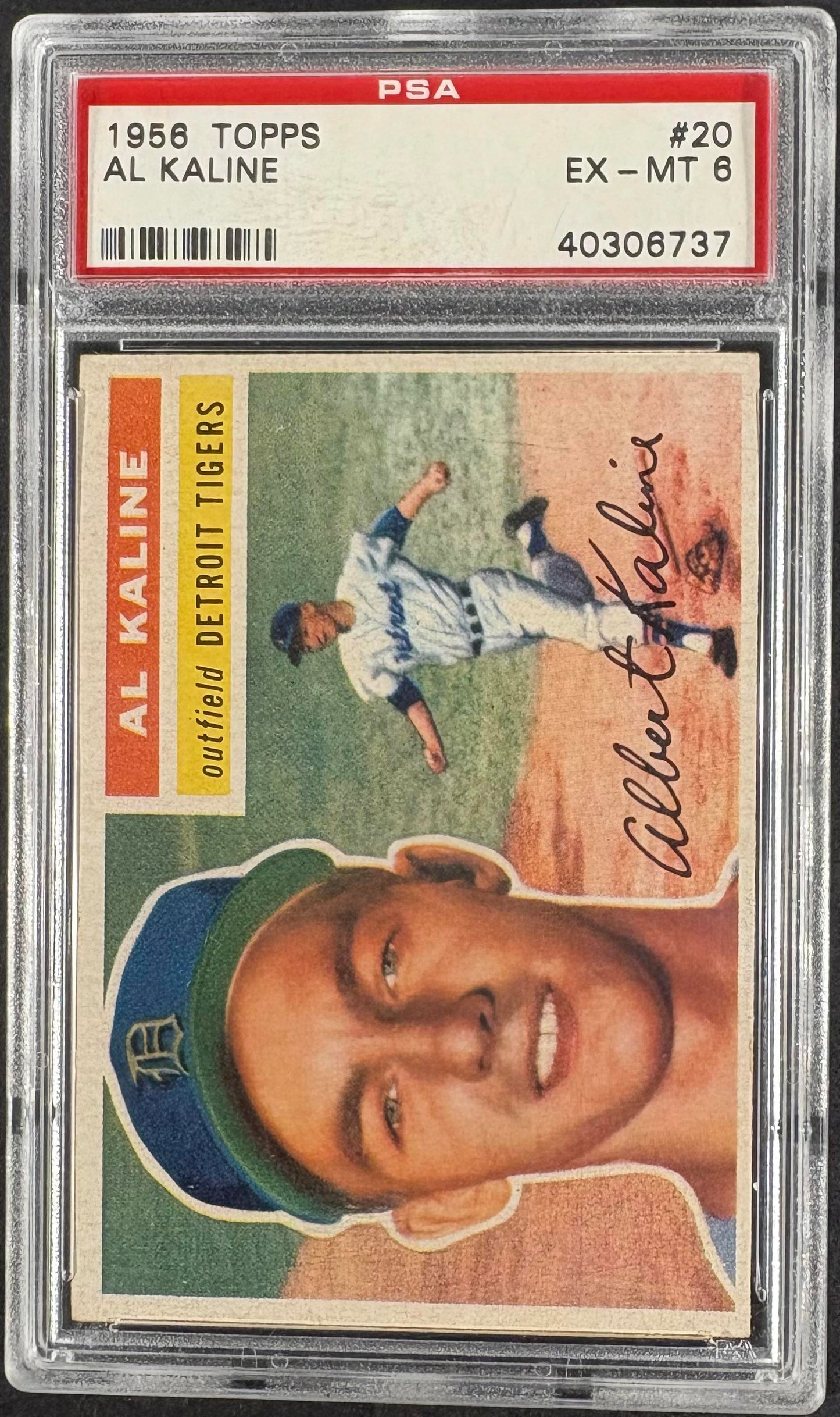 1956 Topps #20 Al Kaline White Back PSA 6 EX-MT