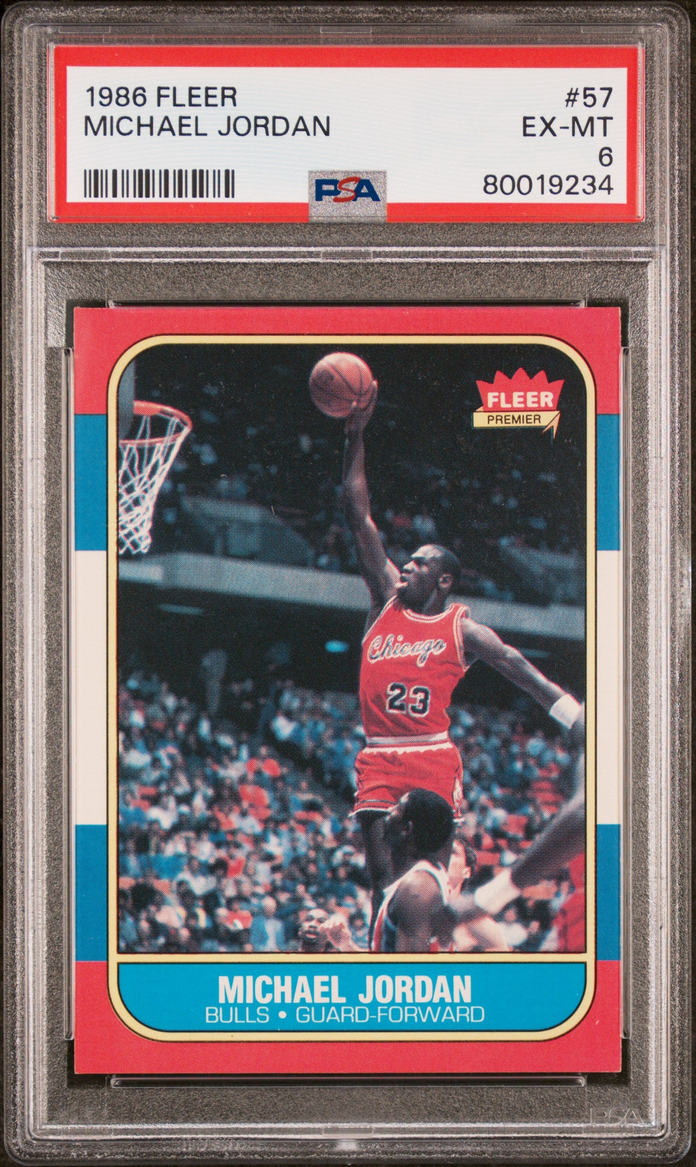 1986 Fleer #57 Michael Jordan RC Rookie PSA 6 EX-MT SHARP New Label