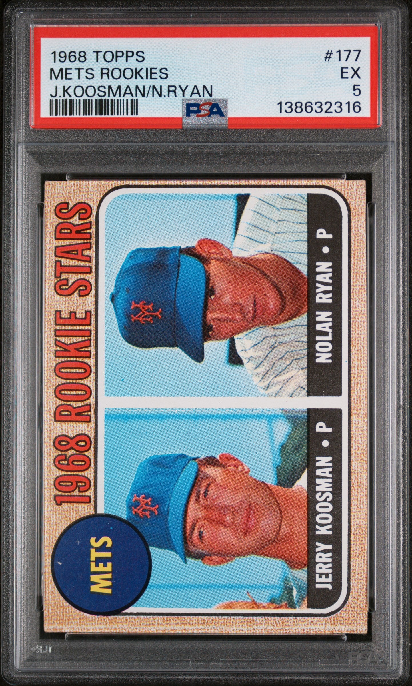 1968 Topps #177 Nolan Ryan RC Rookie PSA 5 EX New Label