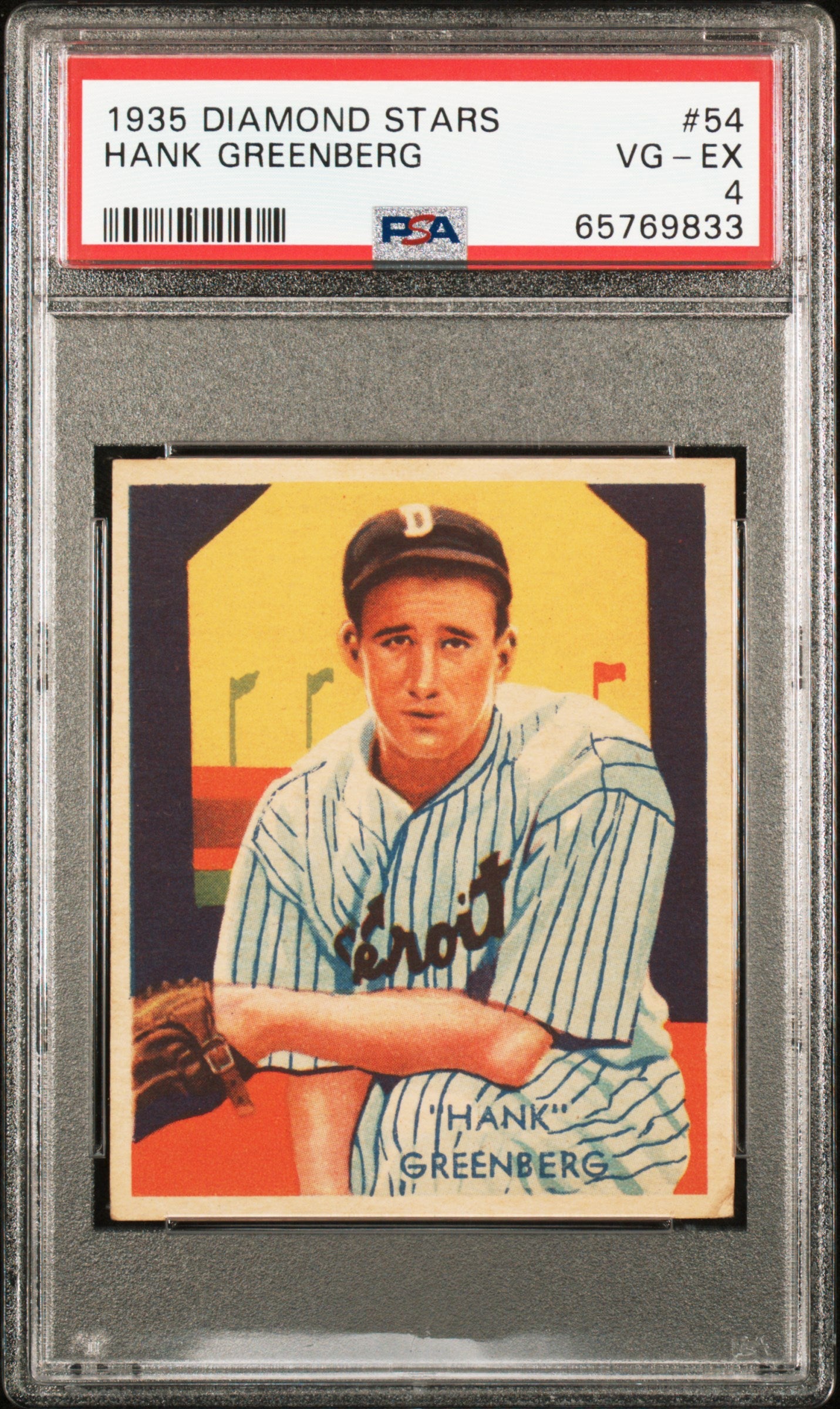 1935 Diamond Stars #54 Hank Greenberg PSA 4 VG-EX Nice Eye Appeal New Label