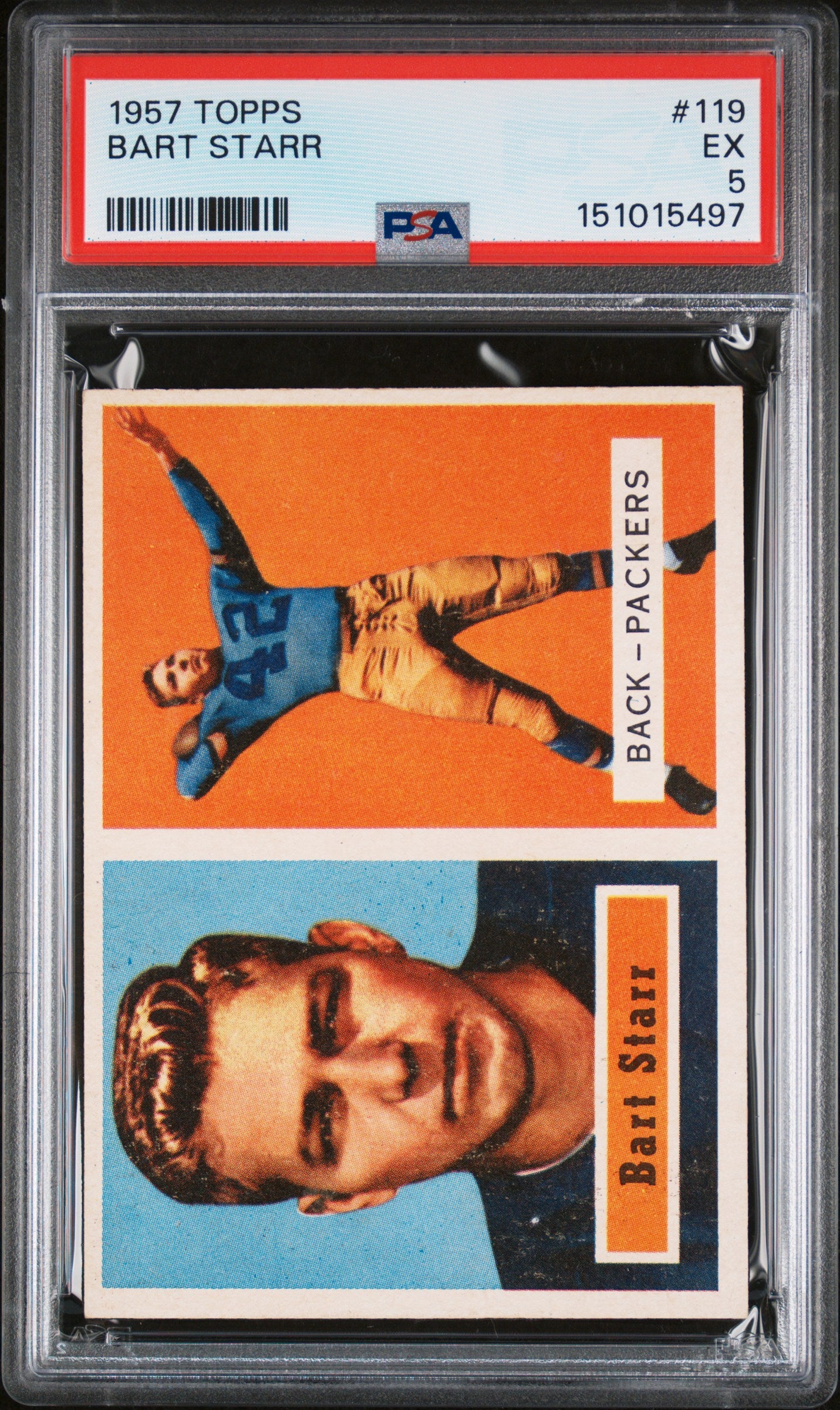 1957 Topps #119 Bart Starr RC Rookie PSA 5 EX Nice Color New Label