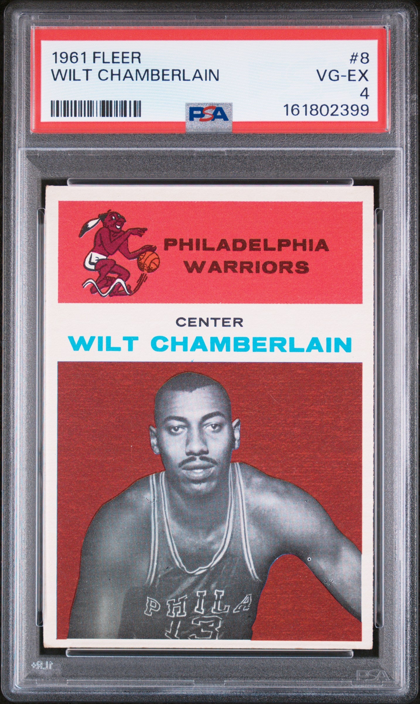 1961 Fleer #8 Wilt Chamberlain RC Rookie PSA 4 VG-EX Nice Eye Appeal New Label