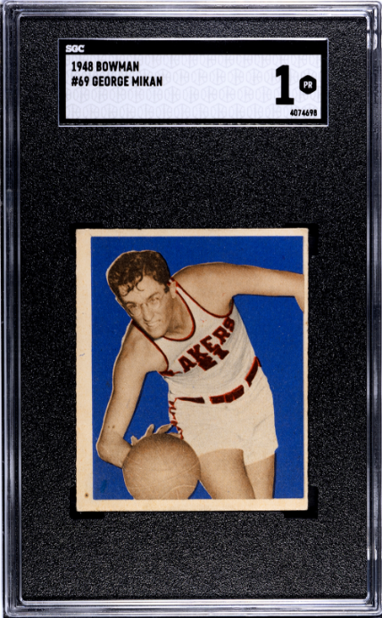 1948 Bowman #69 George Mikan RC Rookie SGC 1 SHARP + Nice Color