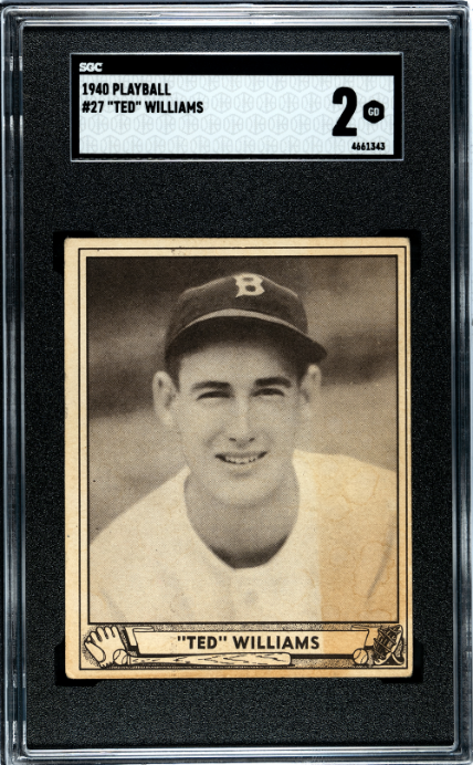 1940 Playball #27 Ted Williams SGC 2 GD CREASE FREE
