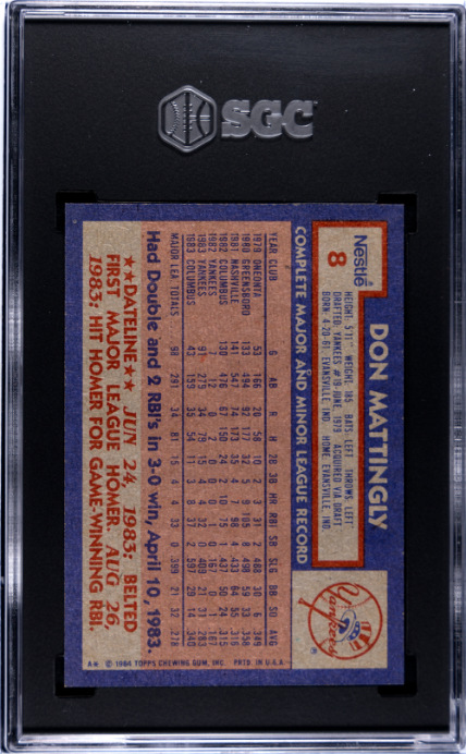 1984 Topps NESTLE Hand Cut #8 Don Mattingly SGC 8.5 NM-MT+