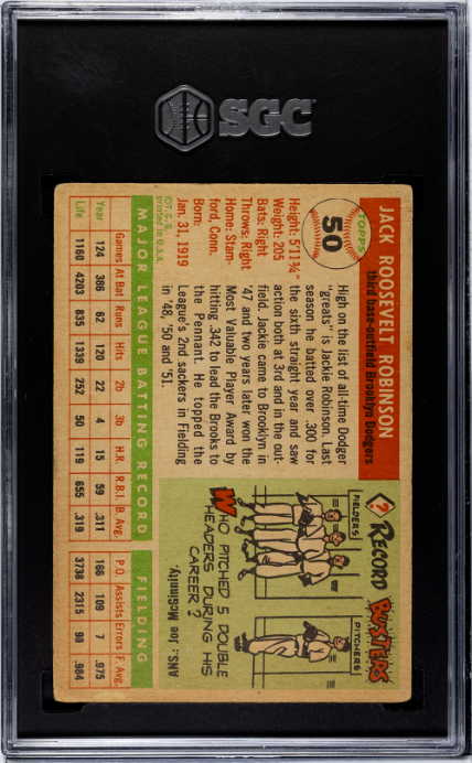 1955 Topps #50 Jackie Robinson SGC 3 VG CENTERED