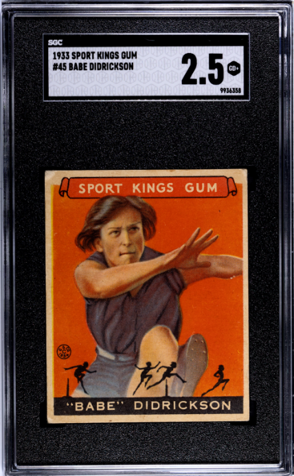 1933 Sport Kings Gum #45 Babe Didrickson Didrikson SGC 2.5 GD+ Nice Eye Appeal