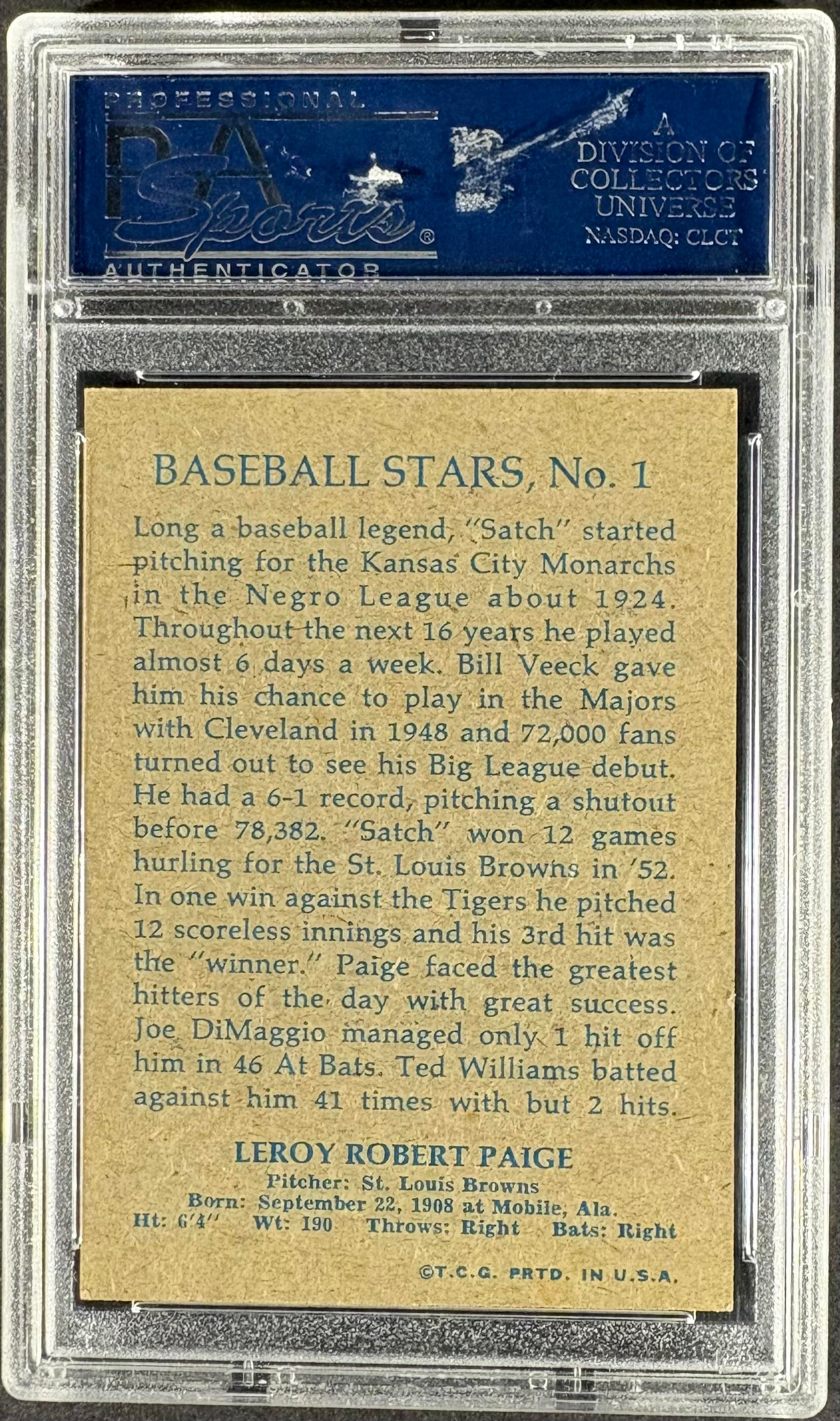 1973 Topps '53 Reprints #1 Satchell Satchel Paige PSA 8 NM-MT