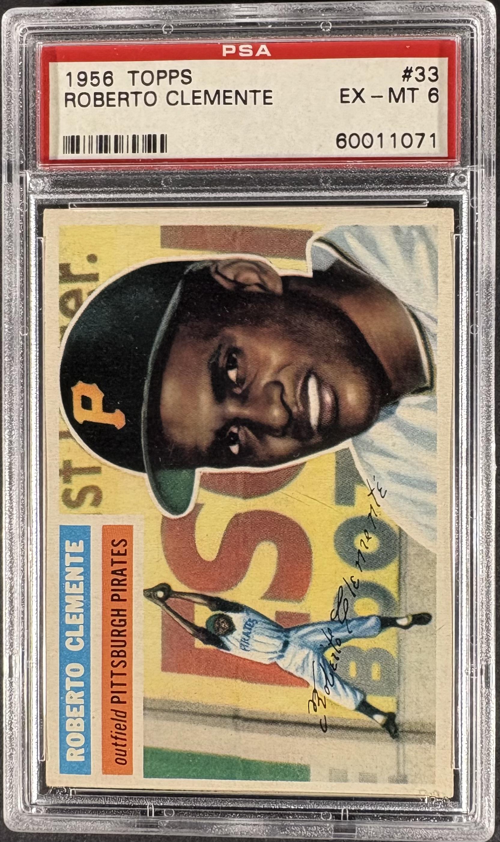 1956 Topps #33 Roberto Clemente Gray Back PSA 6 EX-MT