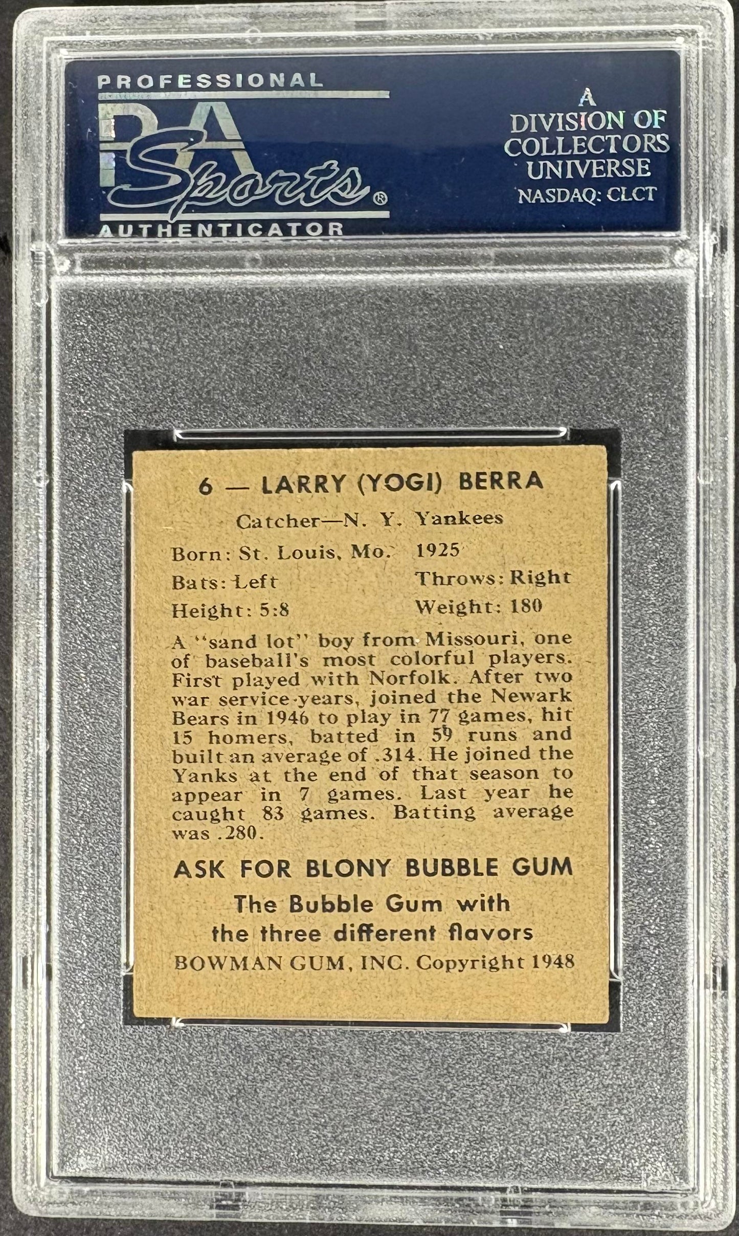 1948 Bowman #6 Larry Yogi Berra RC Rookie PSA 6 EX-MT
