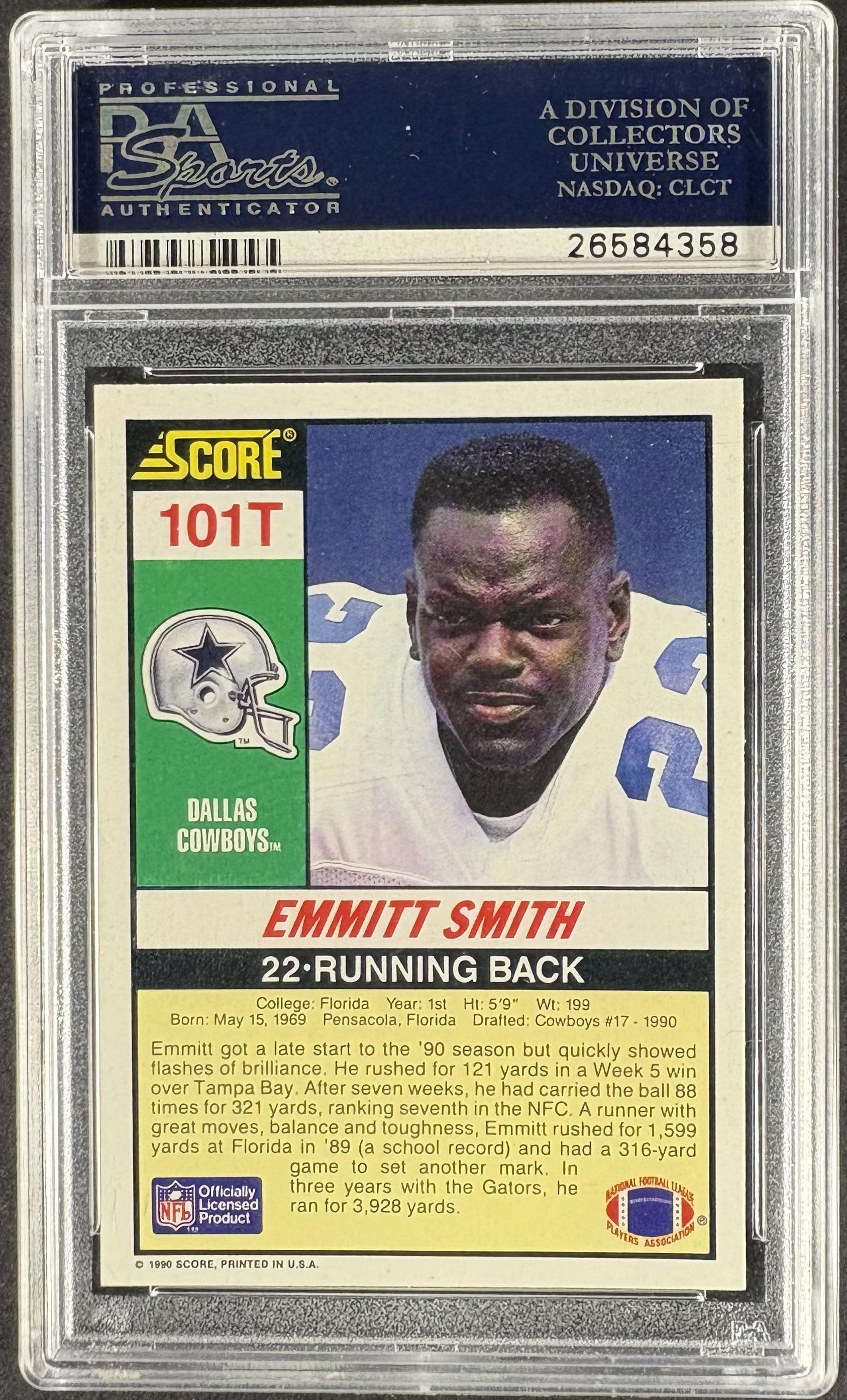 1990 Score Supplemental #101T Emmitt Smith RC Rookie PSA 10 GEM MINT