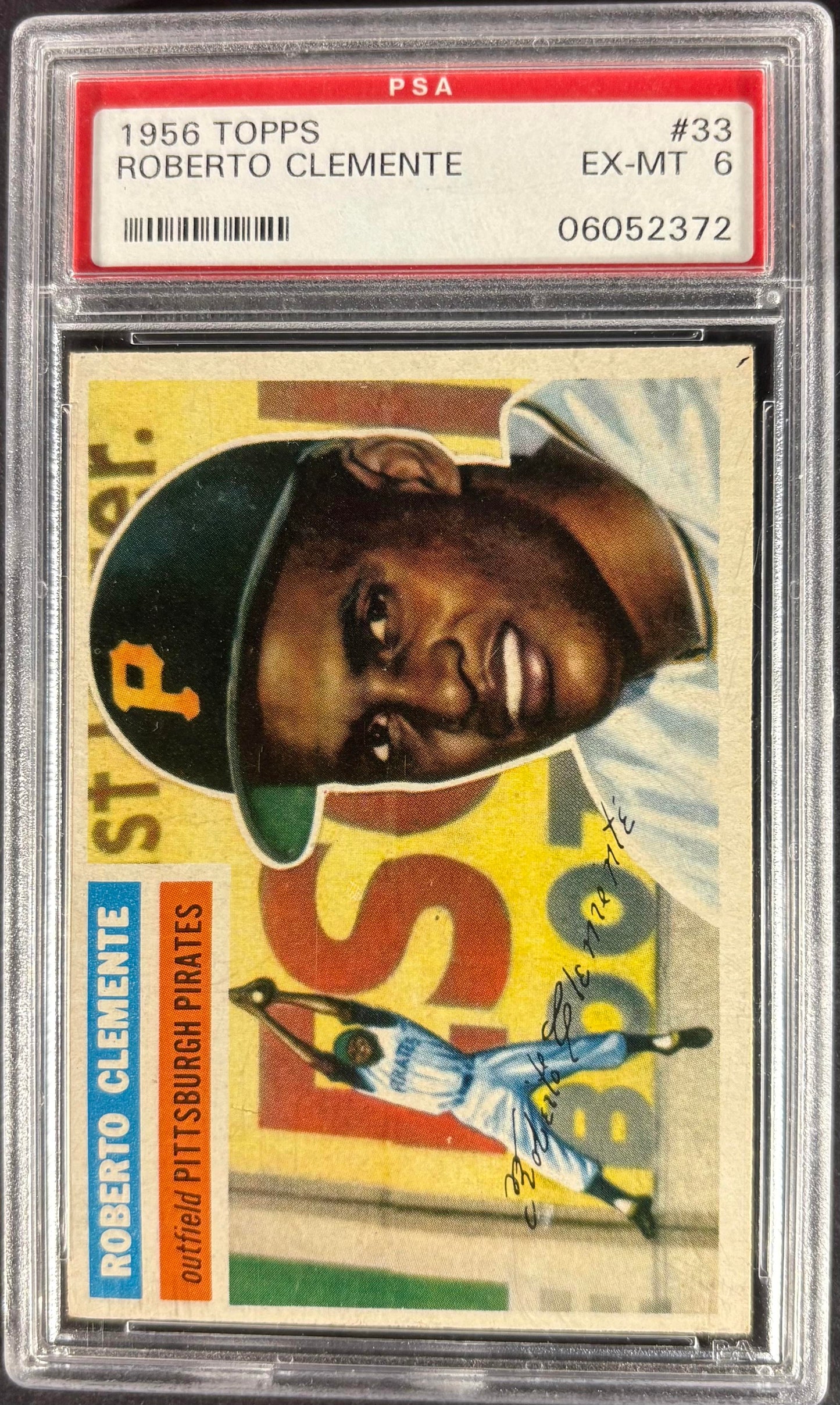 1956 Topps #33b Roberto Clemente Gray Back PSA 6 EX-MT