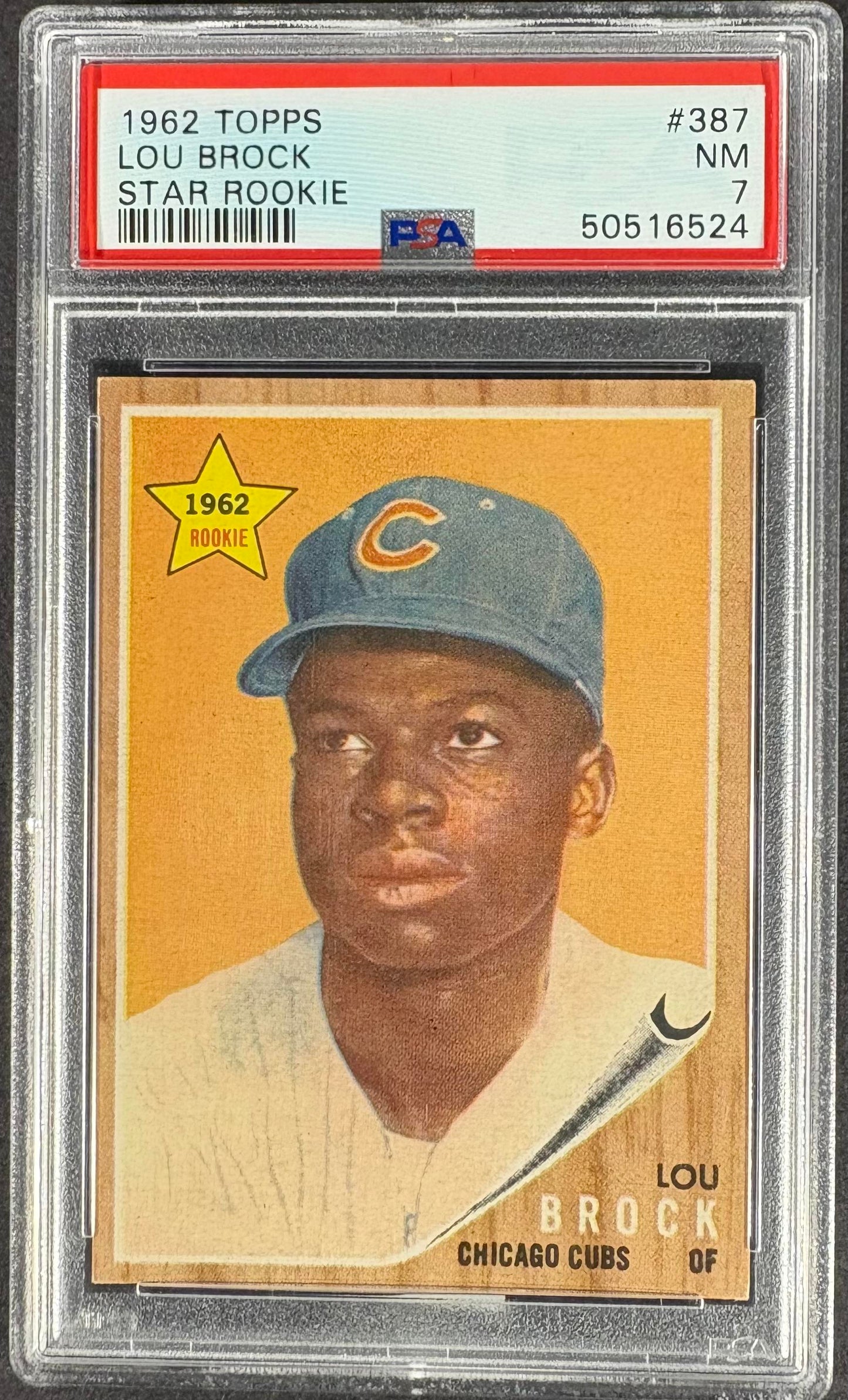 1962 Topps #387 Lou Brock RC Rookie PSA 7 NM Near Mint