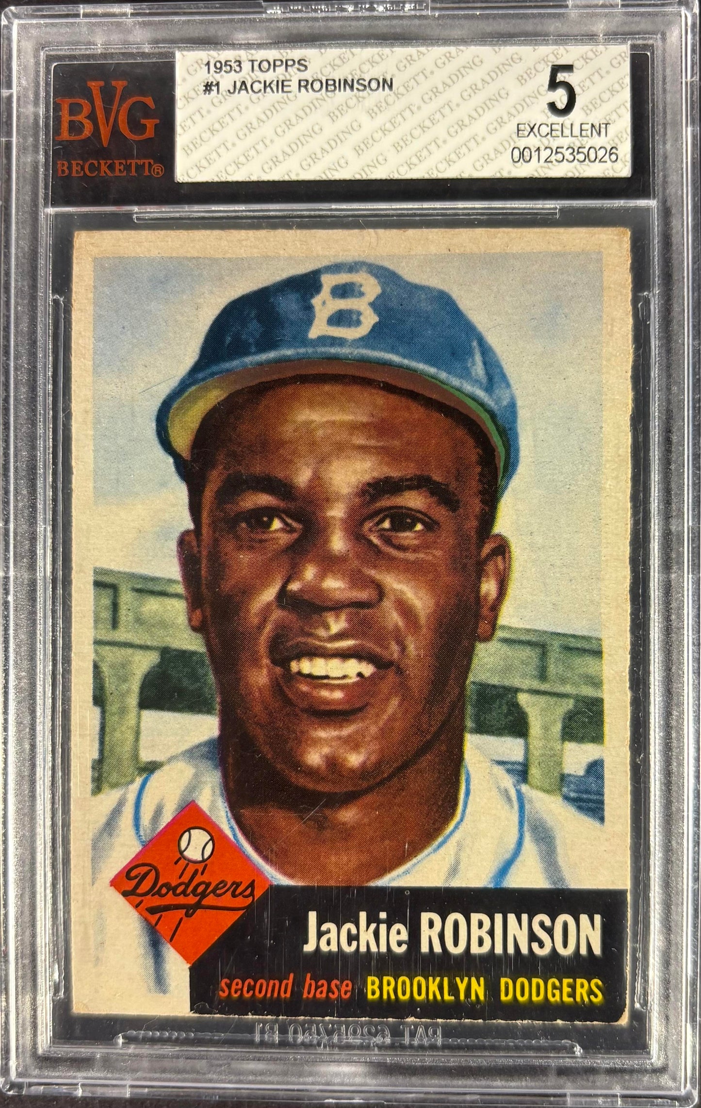 1953 Topps #1 Jackie Robinson BVG 5 EX Nice Color