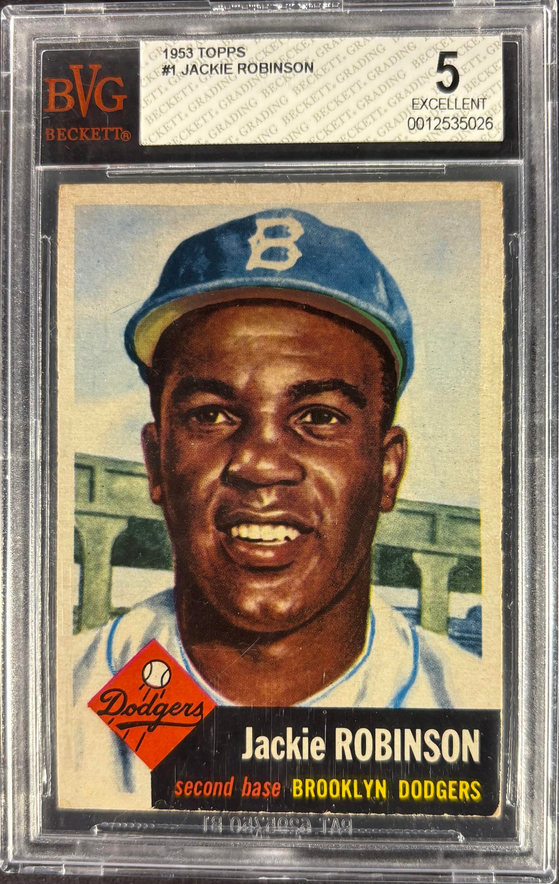 1953 Topps #1 Jackie Robinson BVG 5 EX Nice Color