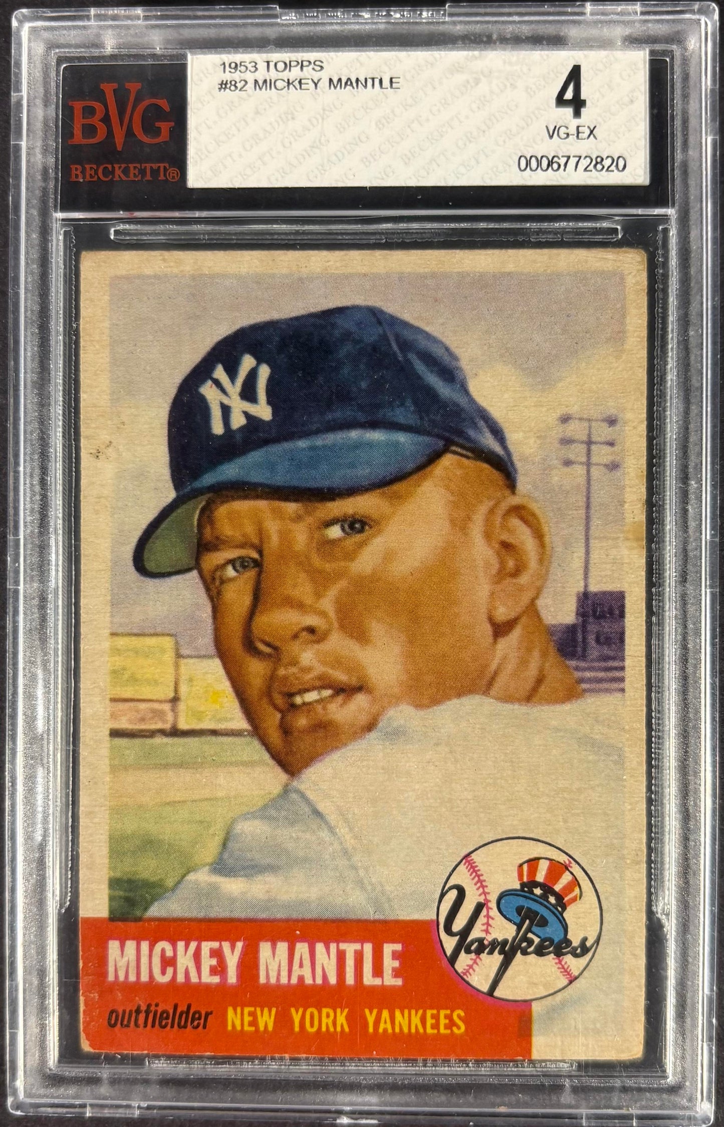 1953 Topps #82 Mickey Mantle BVG 4 VG-EX
