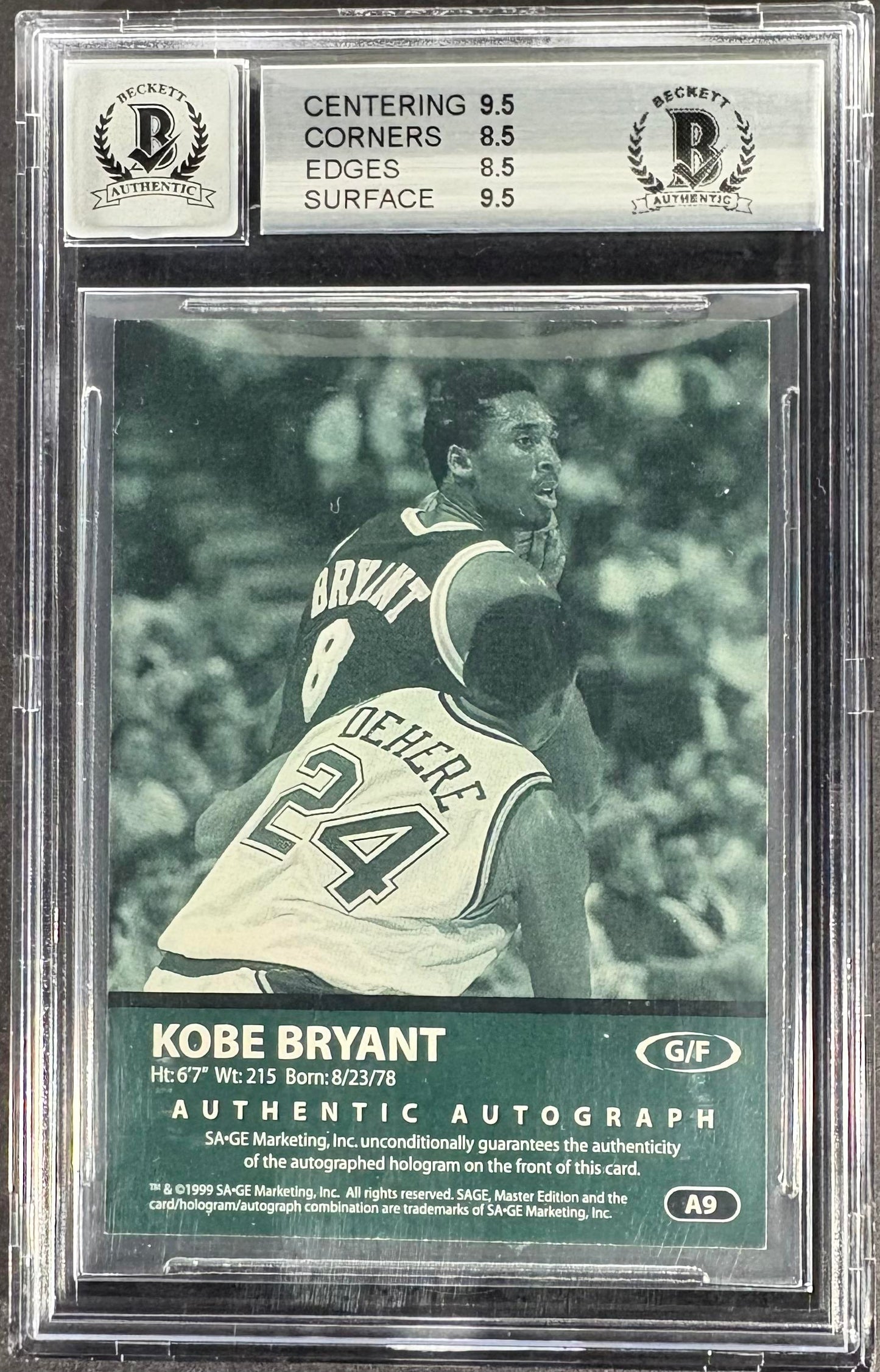 1999 SAGE #A9 Kobe Bryant AUTO Autographs Silver BGS 8.5 / 10 /50
