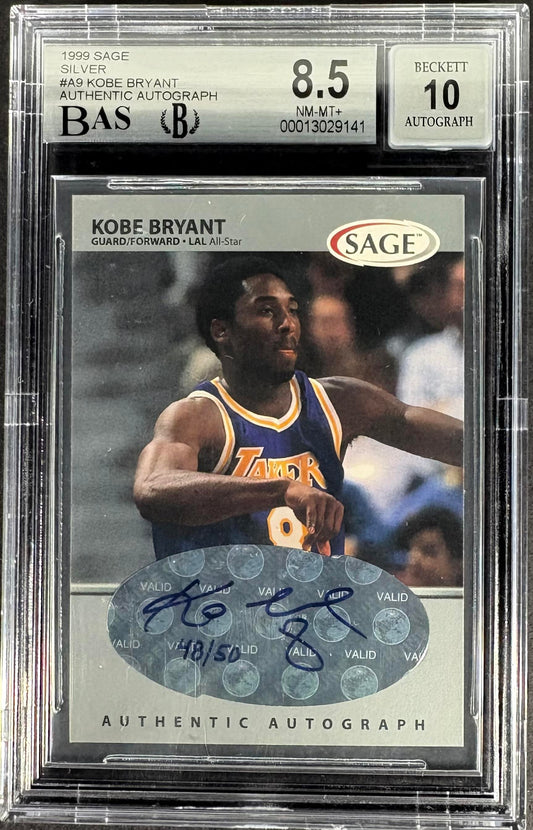 1999 SAGE #A9 Kobe Bryant AUTO Autographs Silver BGS 8.5 / 10 /50