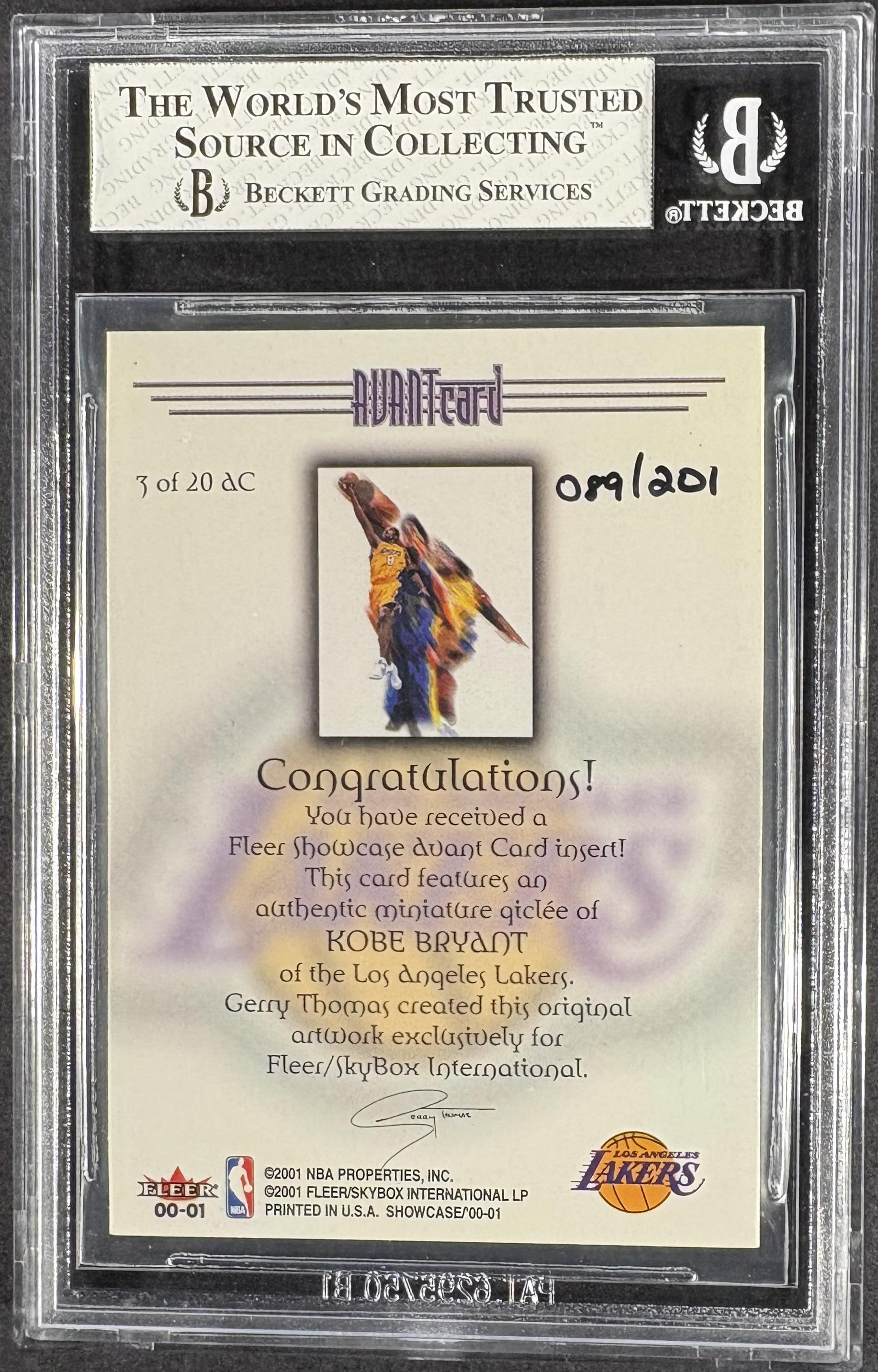 2000-01 Fleer Showcase #3 AC Kobe Bryant Avant BGS 7.5 /201