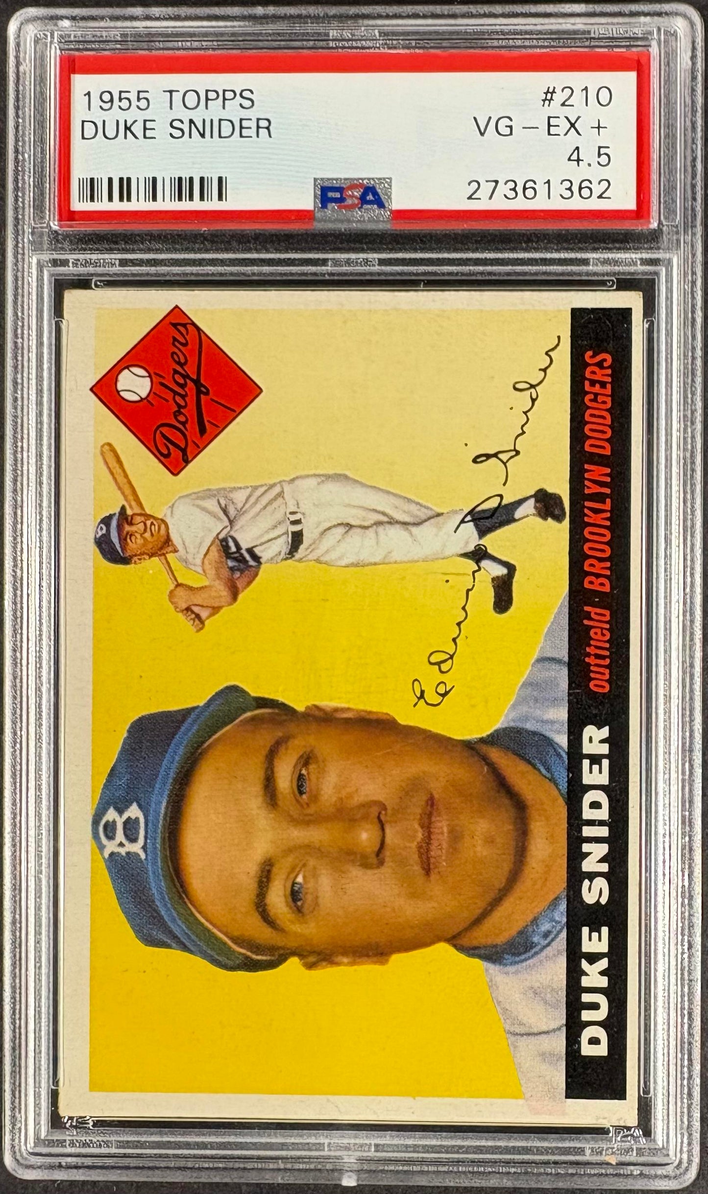 1955 Topps #210 Duke Snider PSA 4.5 VG-EX+ New Label